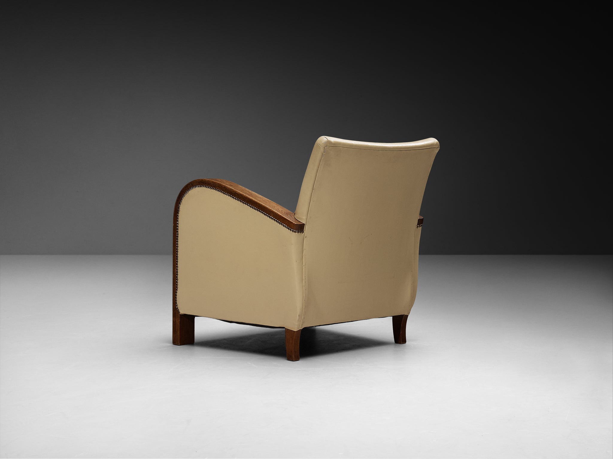 Pair of Sculptural Art Deco Armchairs with Brass Detailing Seating Morentz