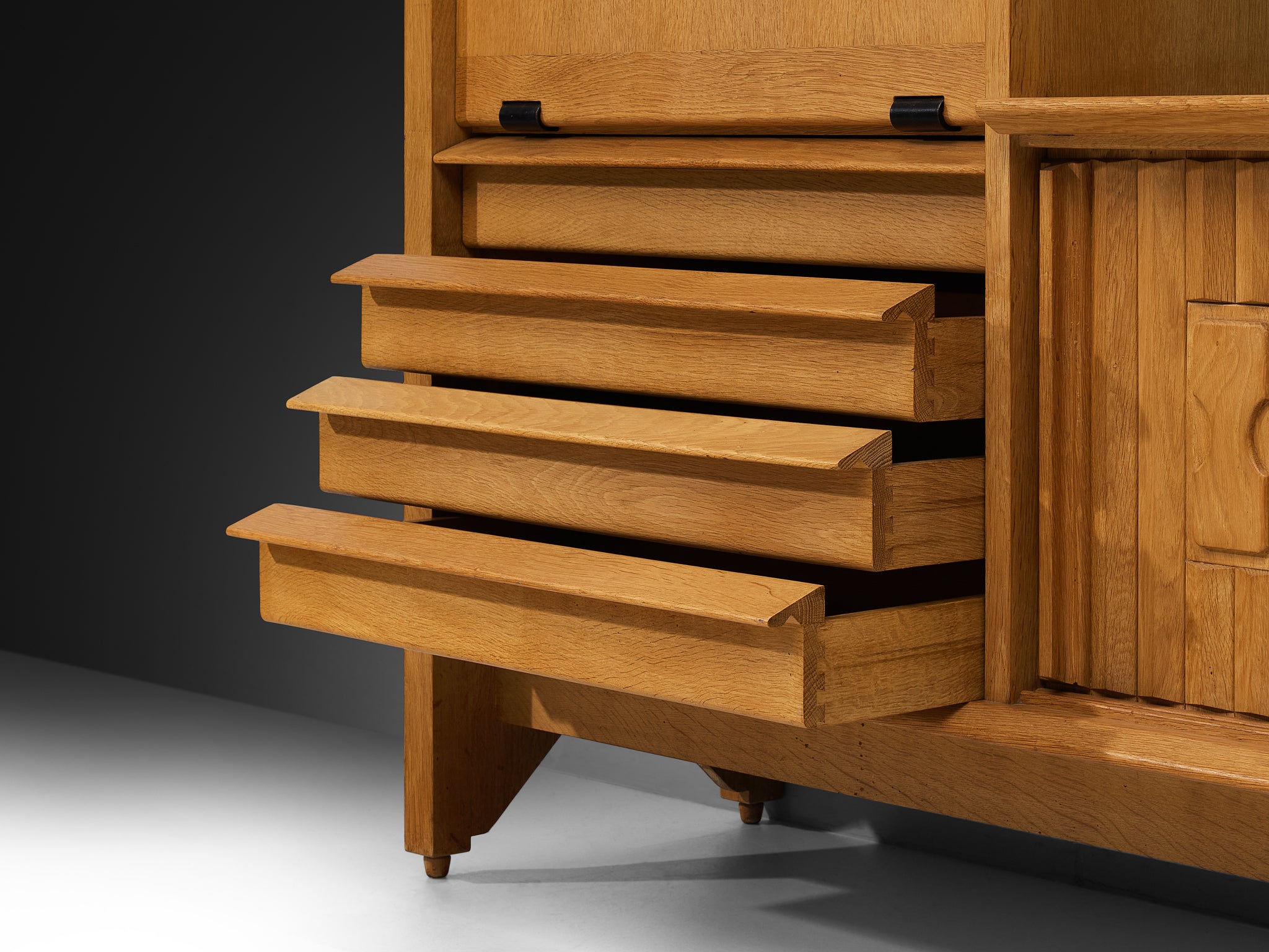 Guillerme & Chambron for Votre Maison Sideboard in Oak and Ceramic with Integrated Lamp Case pieces and storage cabinets Morentz