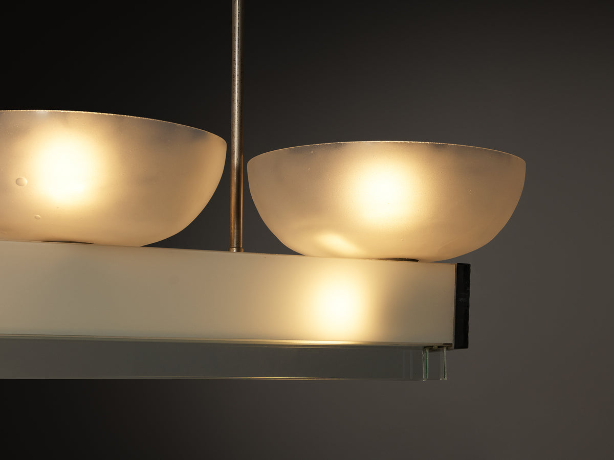 Pietro Chiesa for Fontana Arte Rare Pendant in Crystal Glass and Nickel Plated Brass Lighting Morentz