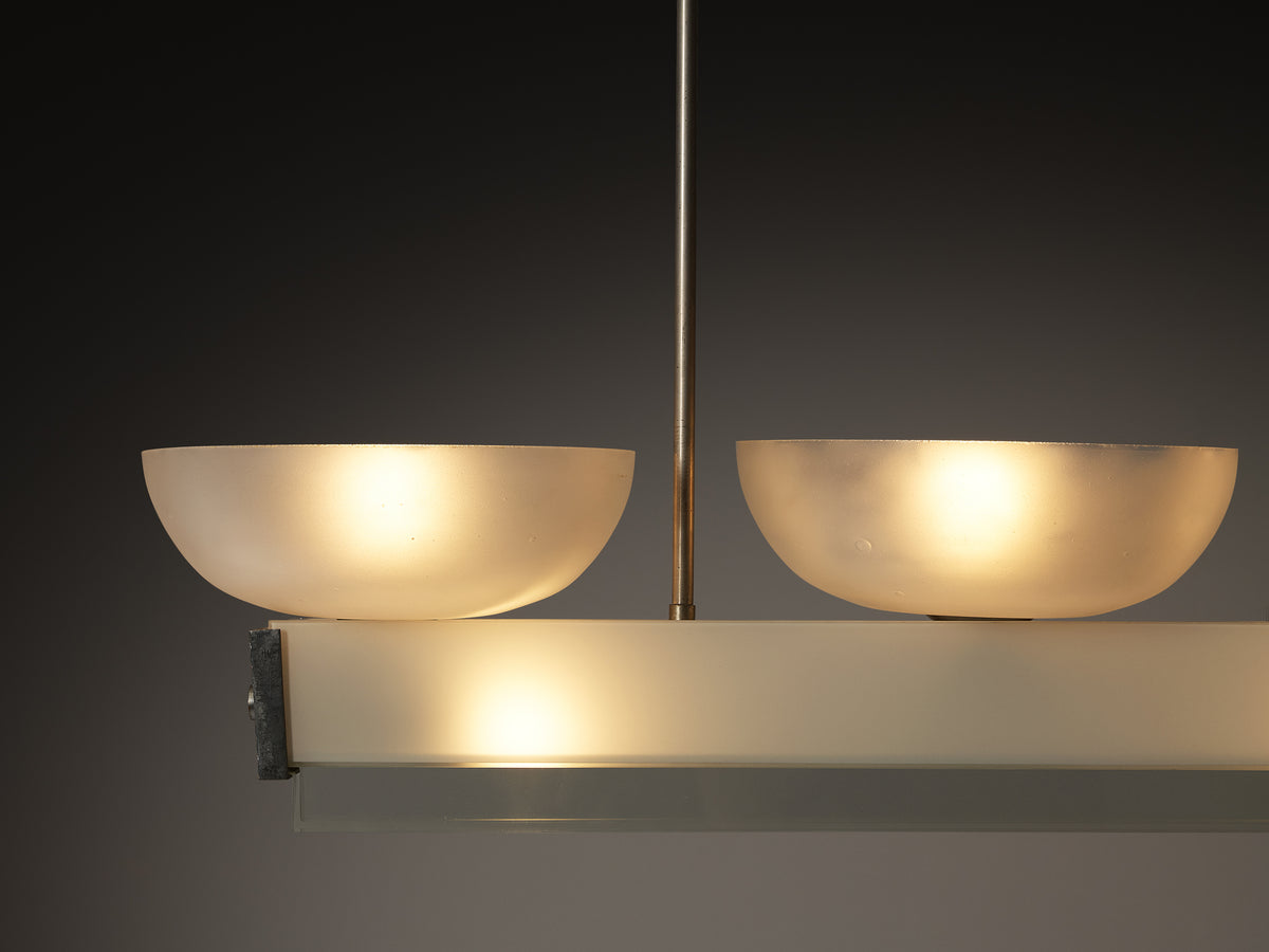Pietro Chiesa for Fontana Arte Rare Pendant in Crystal Glass and Nickel Plated Brass Lighting Morentz