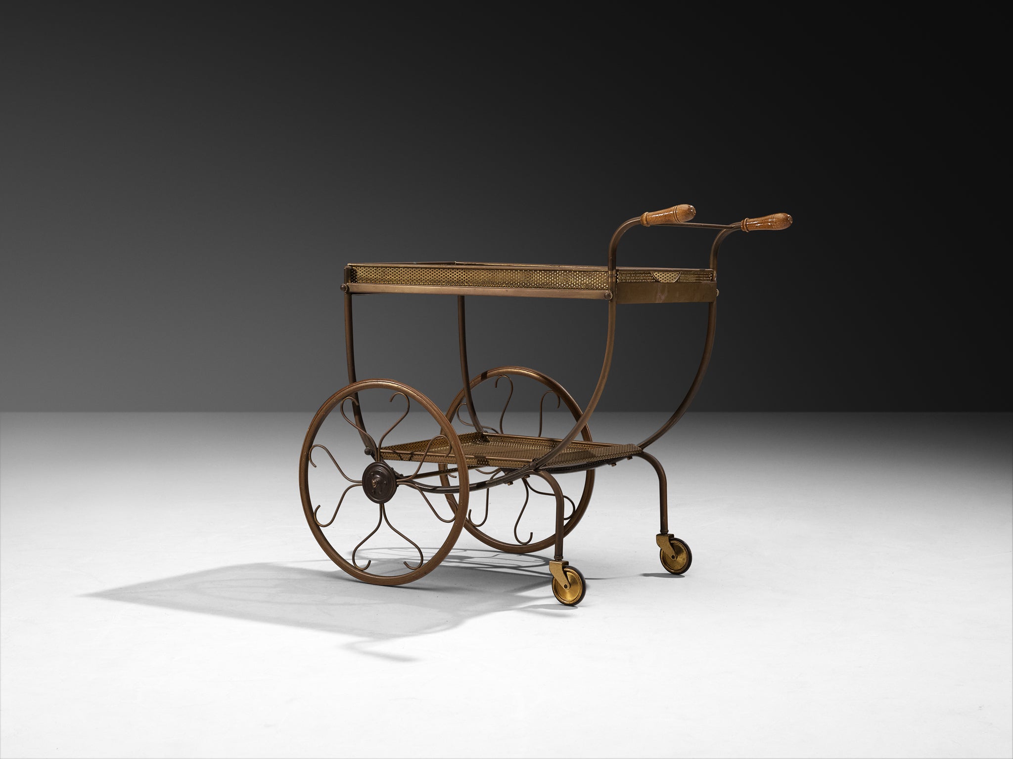 Swedish 1950s Tea Trolley in Brass Tables Morentz