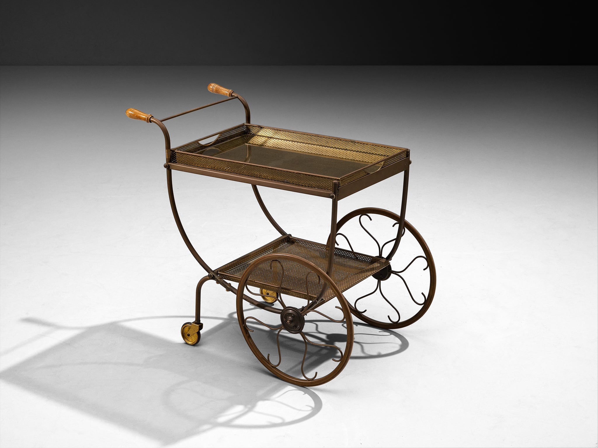 Swedish 1950s Tea Trolley in Brass Tables Morentz