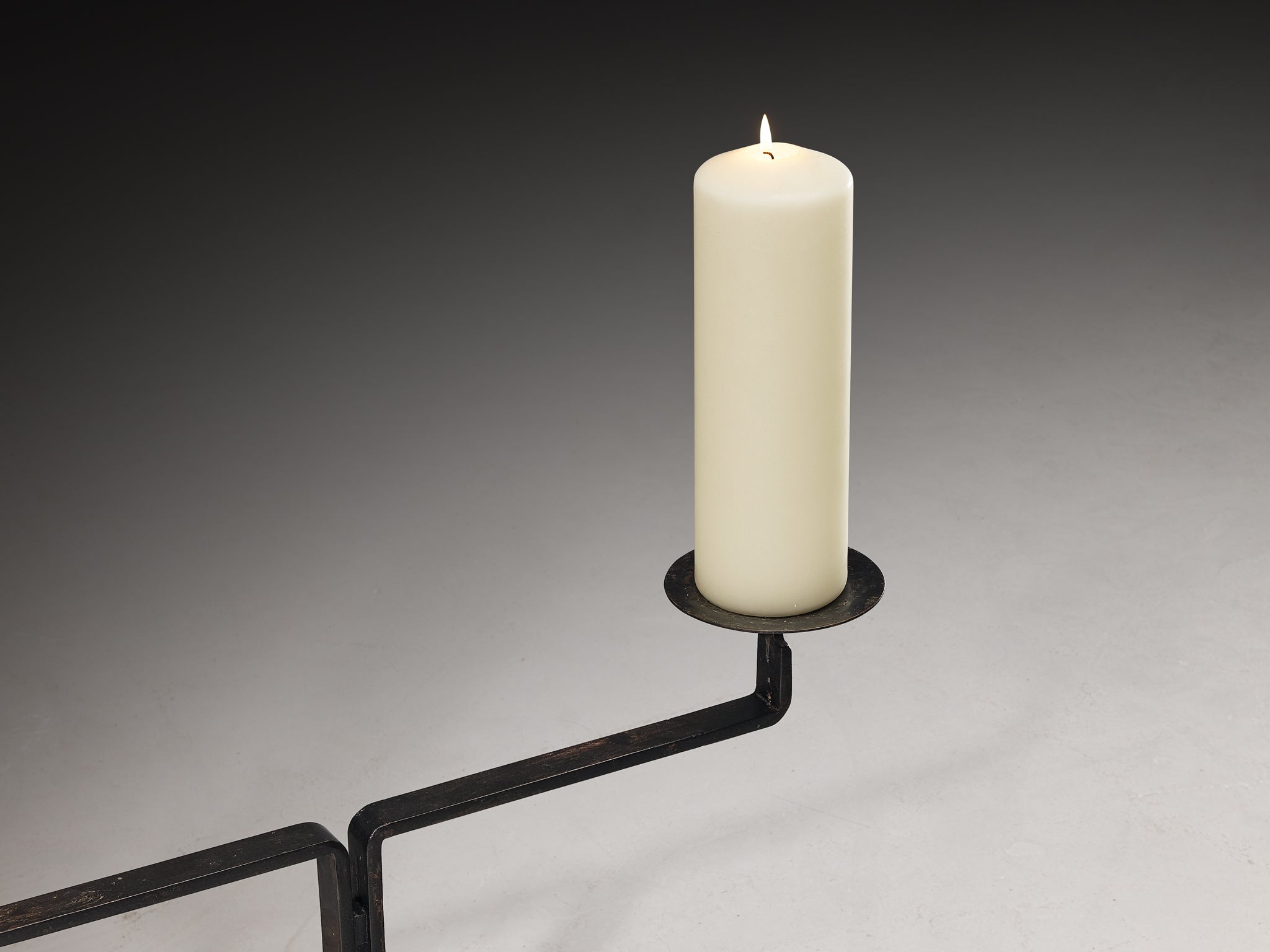 1950s Minimalist Floor Candle Holder in Steel Decorative objects Morentz
