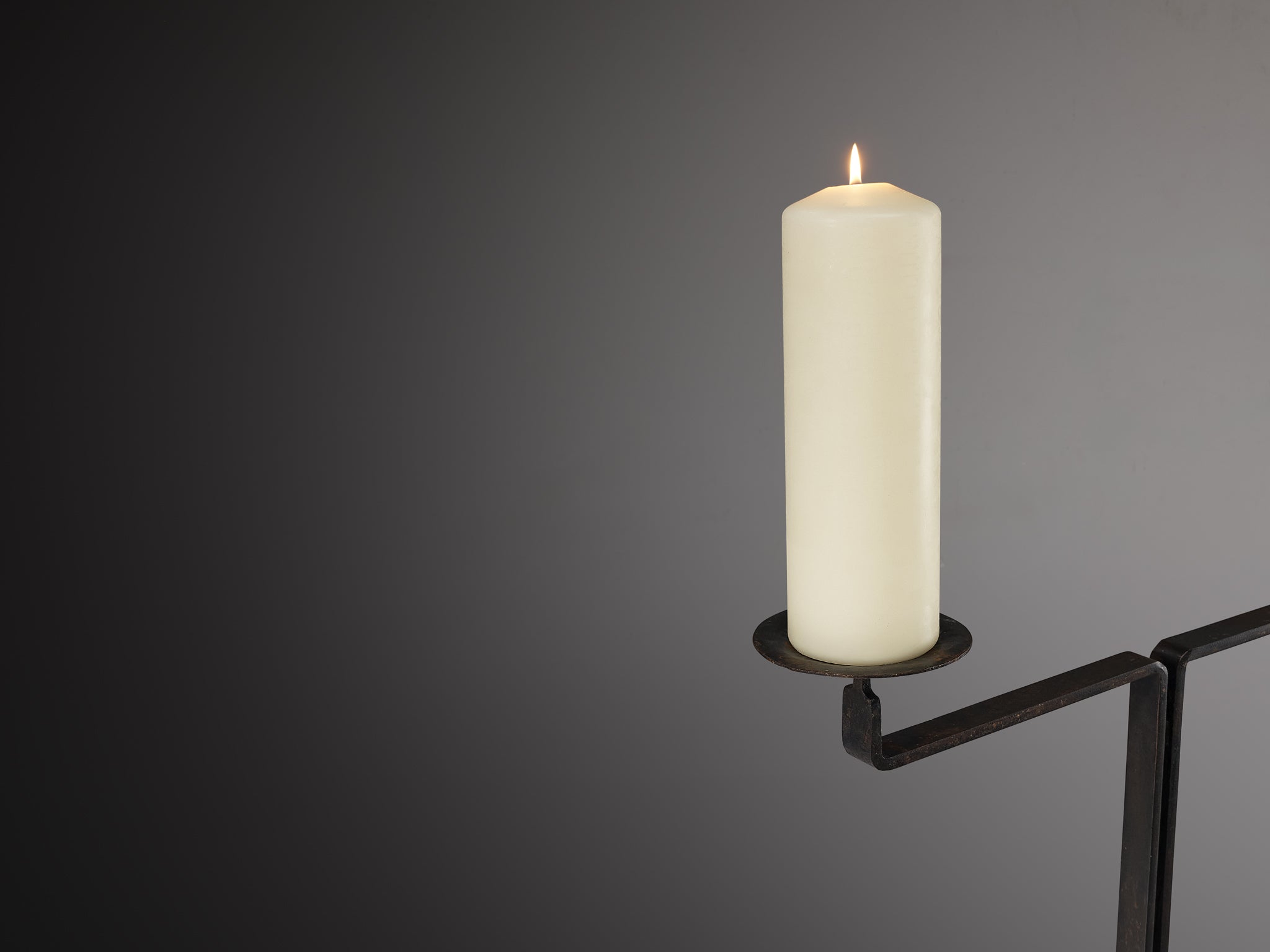 Large Minimalist Floor Candle Holder in Steel