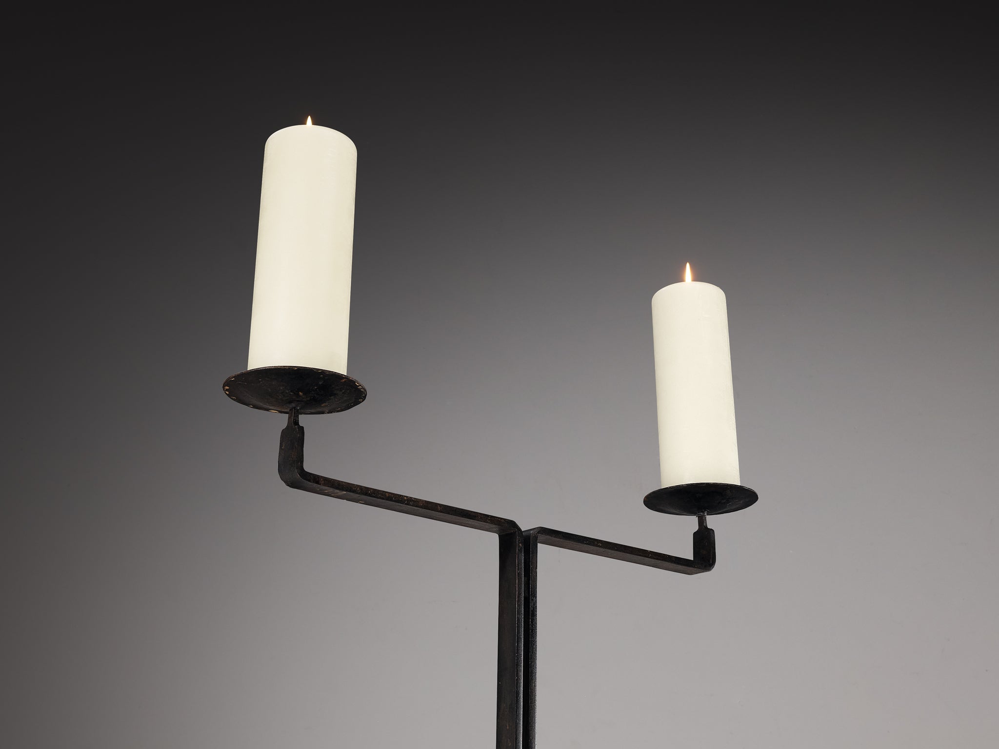 Large Minimalist Floor Candle Holder in Steel