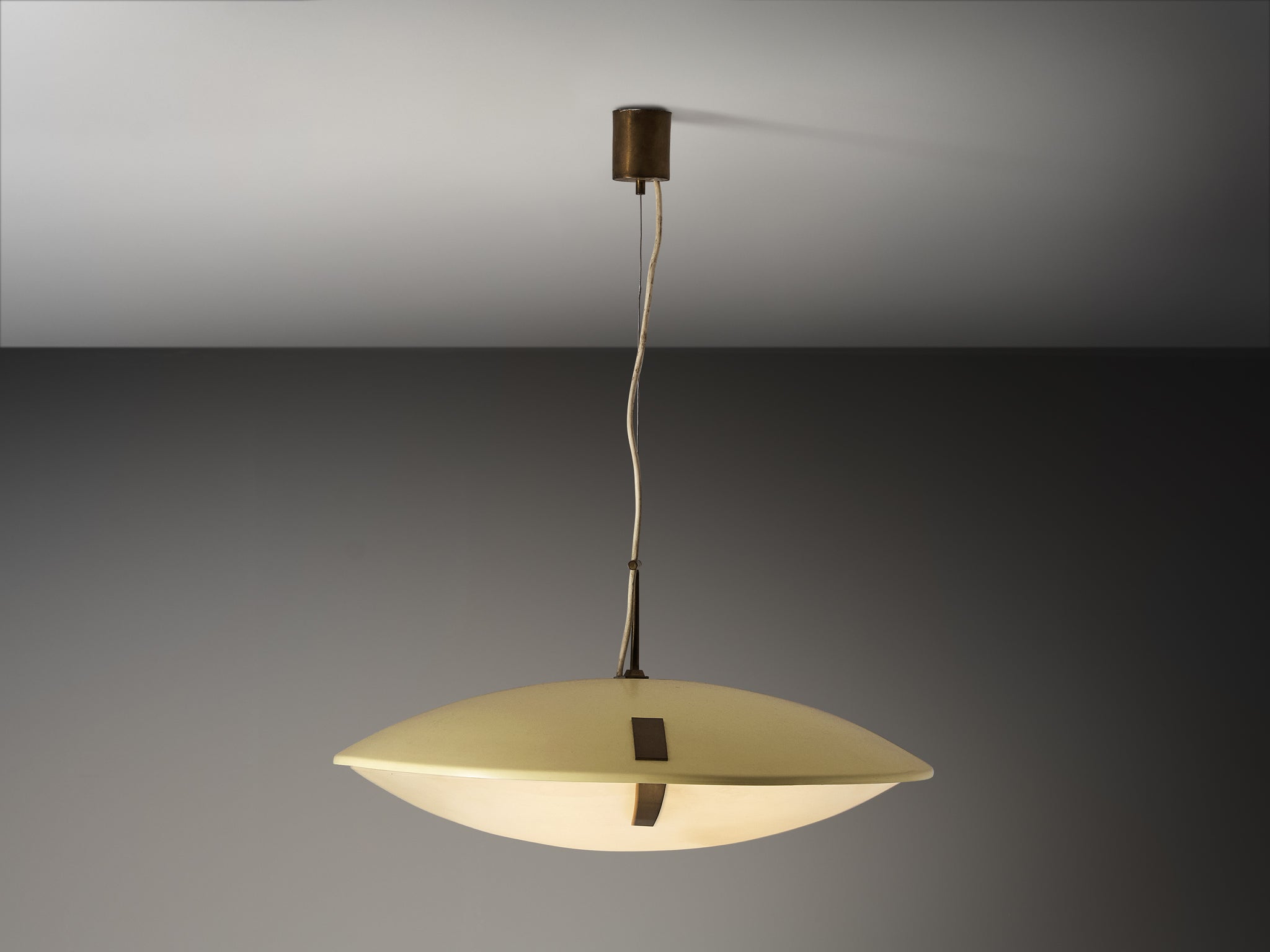 Stilnovo Pendant '1140' in Aluminium, Brass and Glass Lighting Morentz