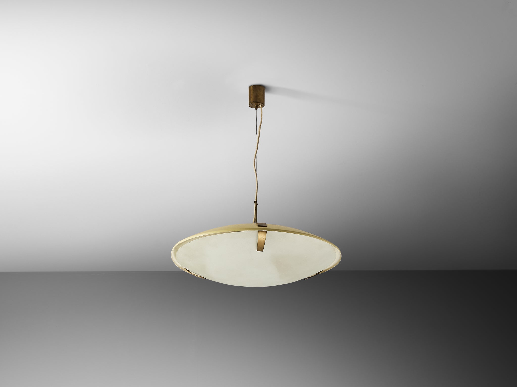 Stilnovo Pendant '1140' in Aluminium, Brass and Glass Lighting Morentz