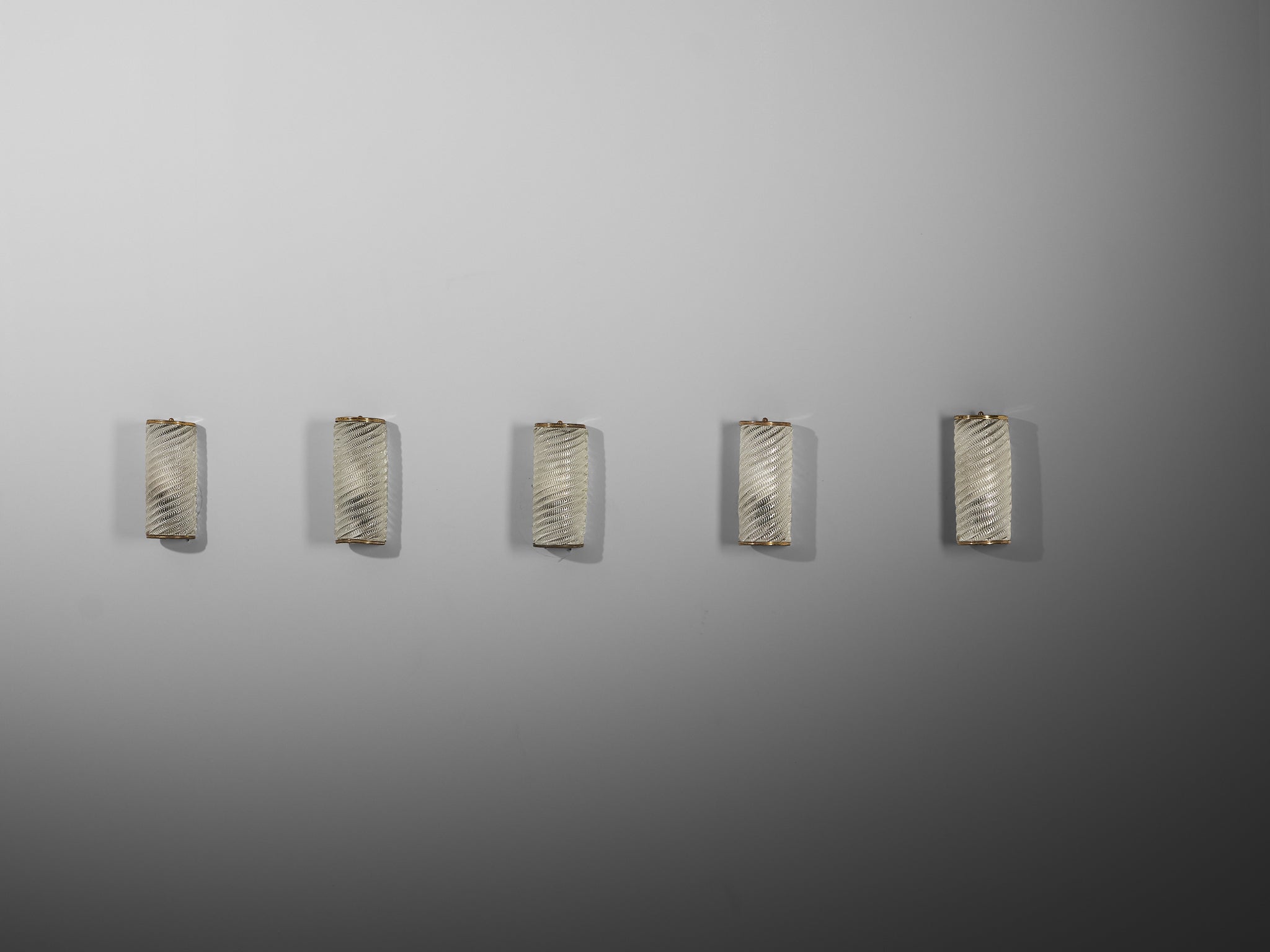 1940s Italian Spiral Glass Wall Lights with Brass Lighting Morentz