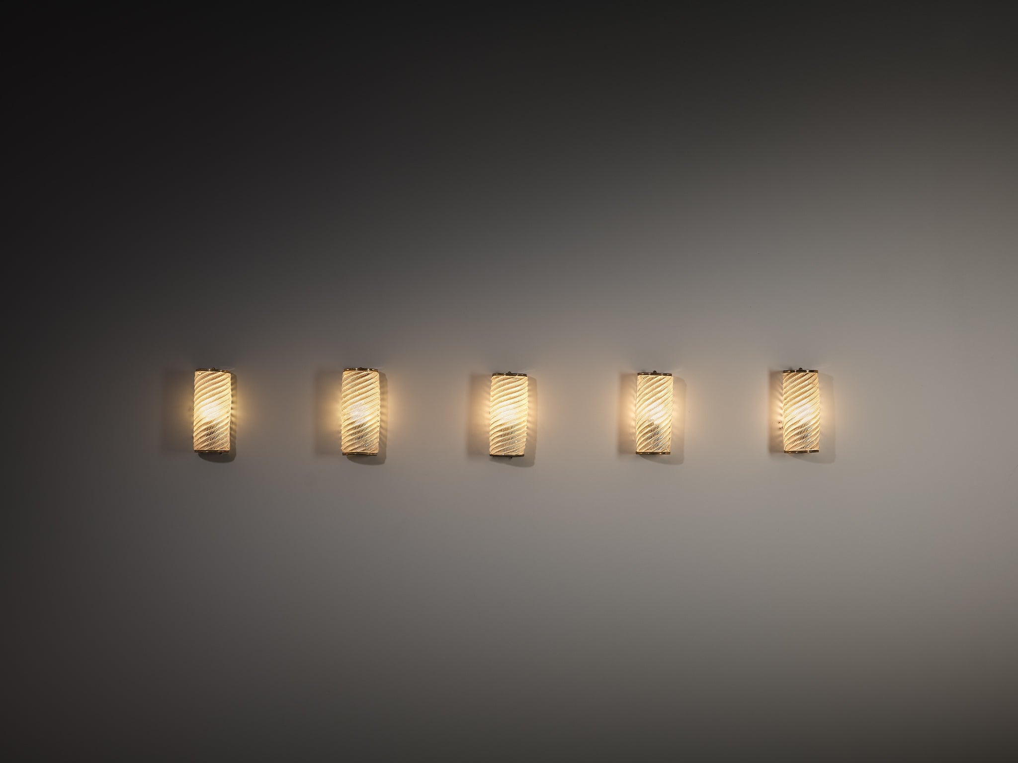 1940s Italian Spiral Glass Wall Lights with Brass Lighting Morentz