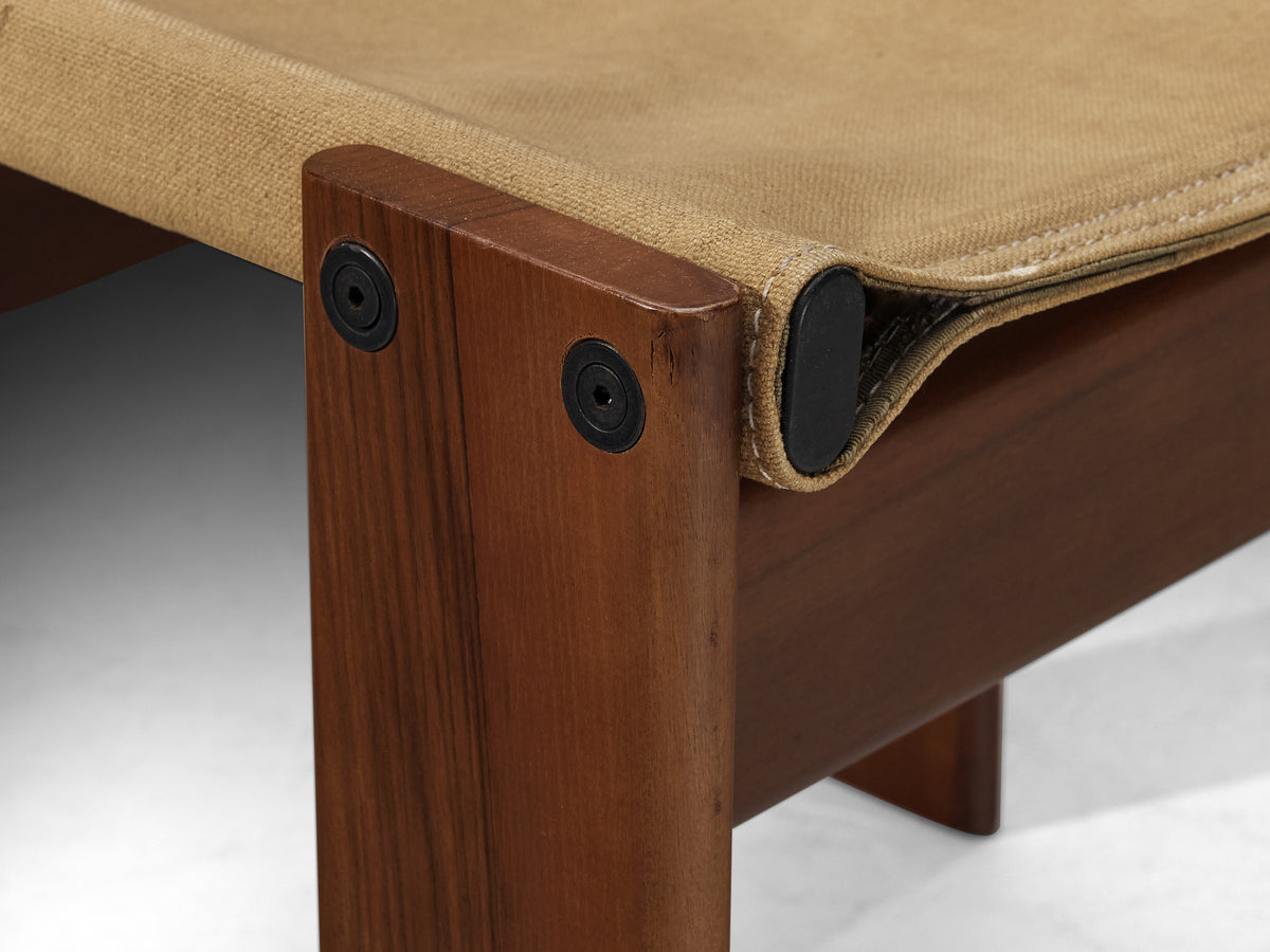 Afra & Tobia Scarpa for Molteni Rare Large Set of 14 'Monk' Chairs in Original Canvas and Walnut Seating Morentz