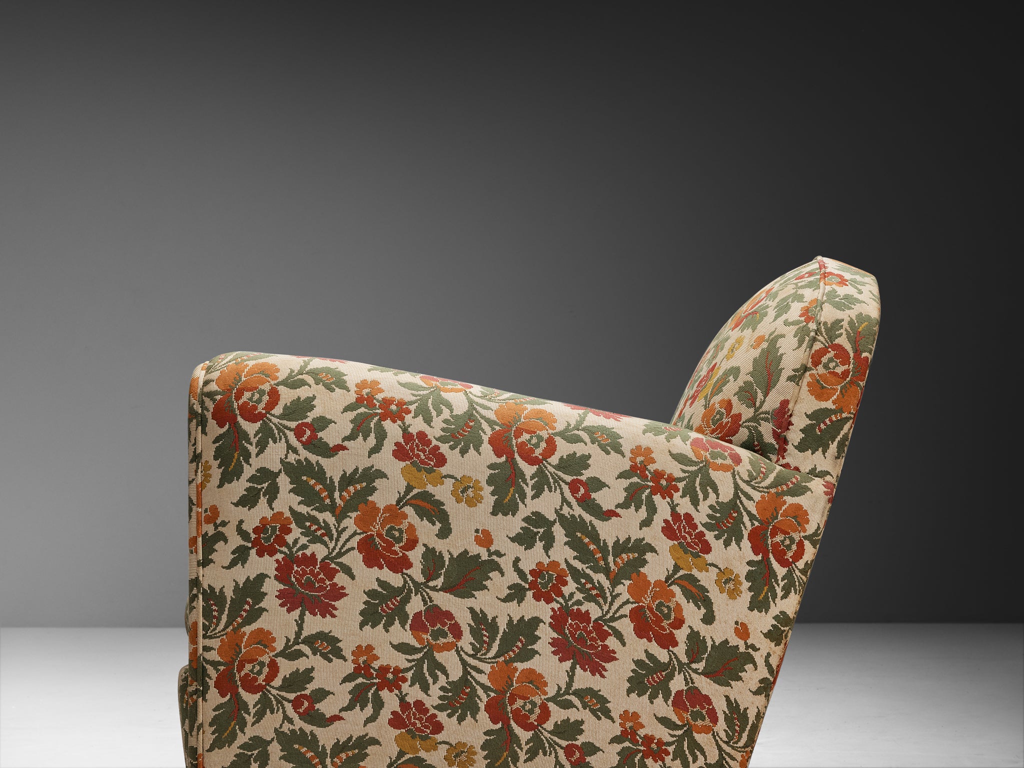 Pair of Mid-Century Lounge Chairs in Floral Upholstery