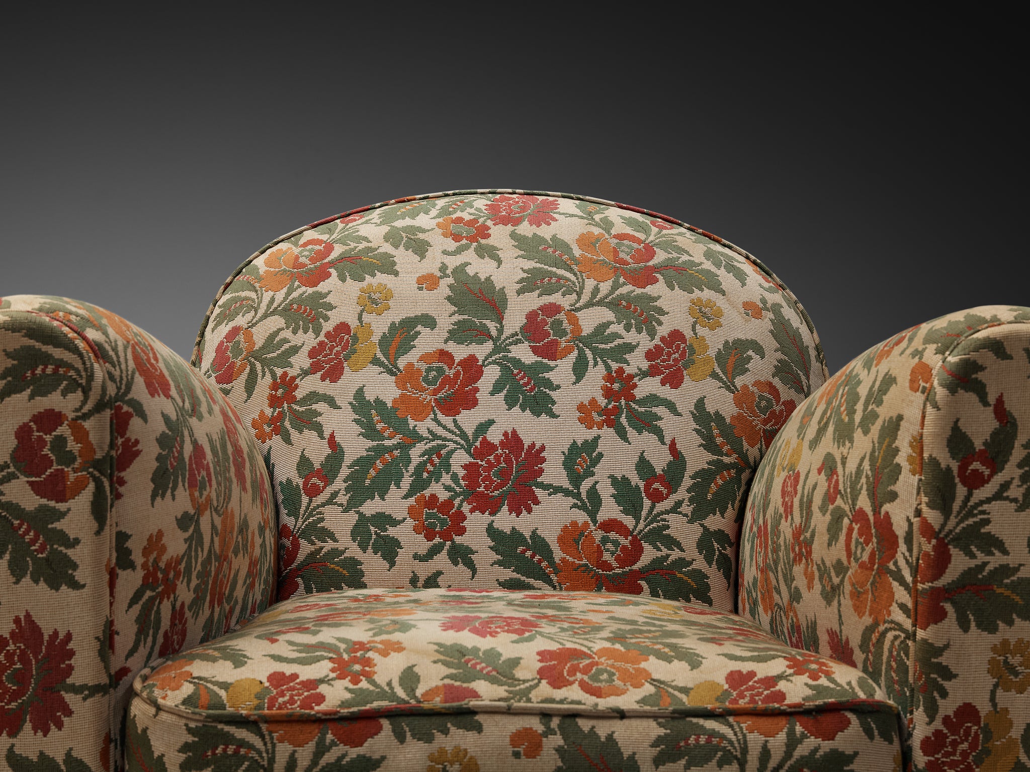 Pair of Mid-Century Lounge Chairs in Floral Upholstery