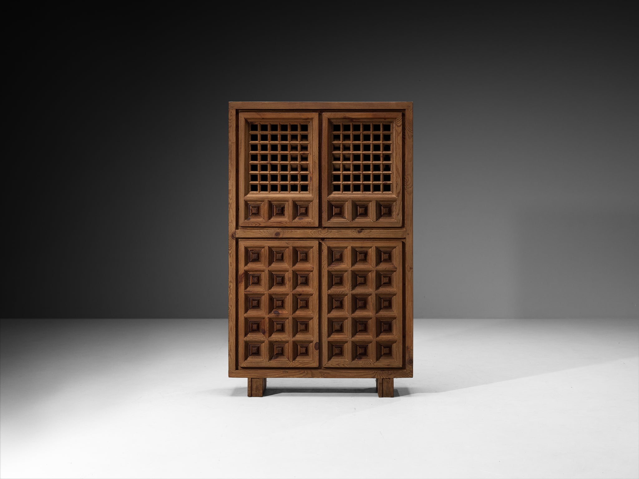 Biosca Spanish Brutalist Cabinet in Stained Pine Case pieces and storage cabinets Morentz