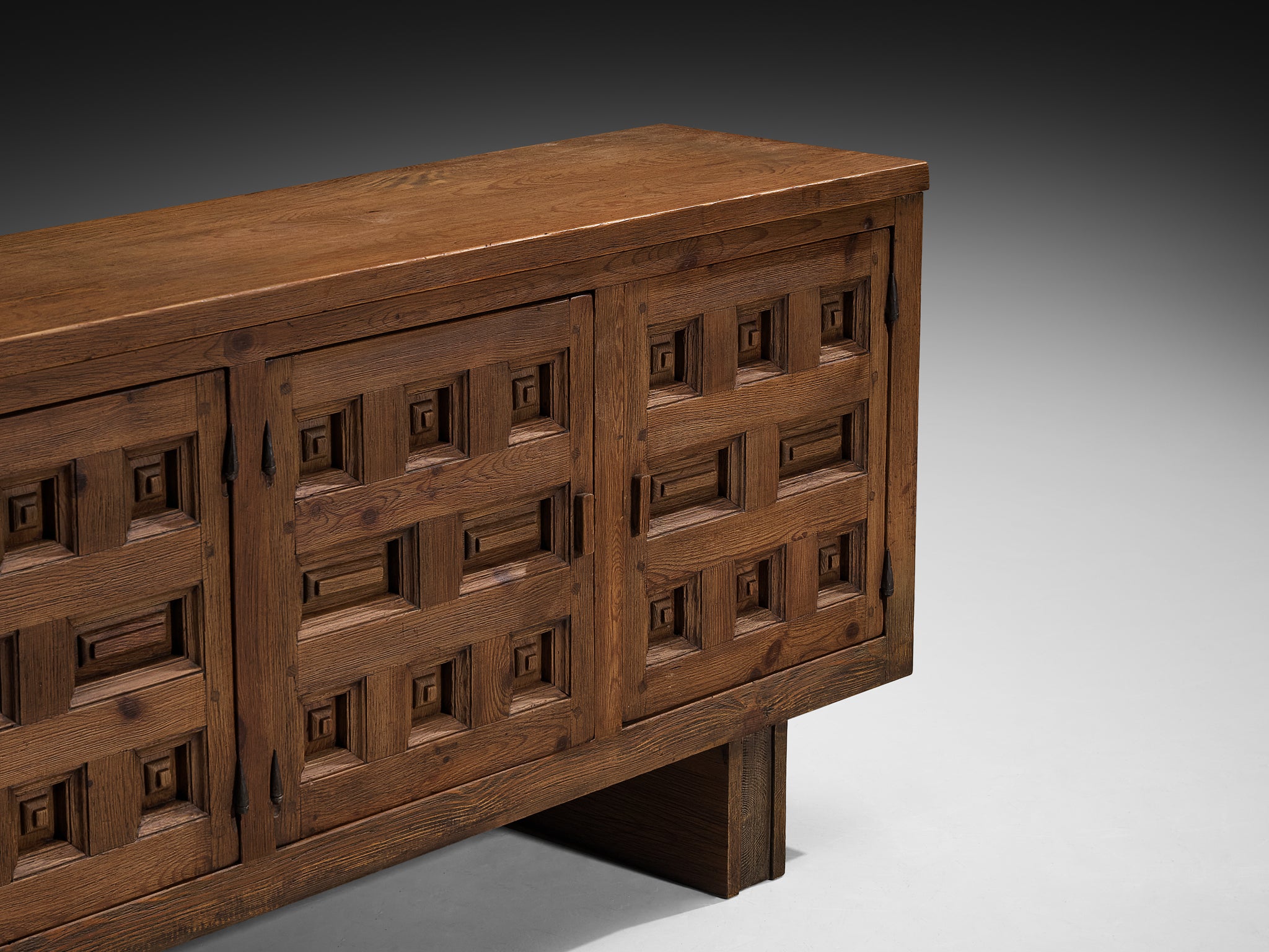 Biosca Spanish Brutalist Sideboard in Stained Pine Case pieces and storage cabinets Morentz