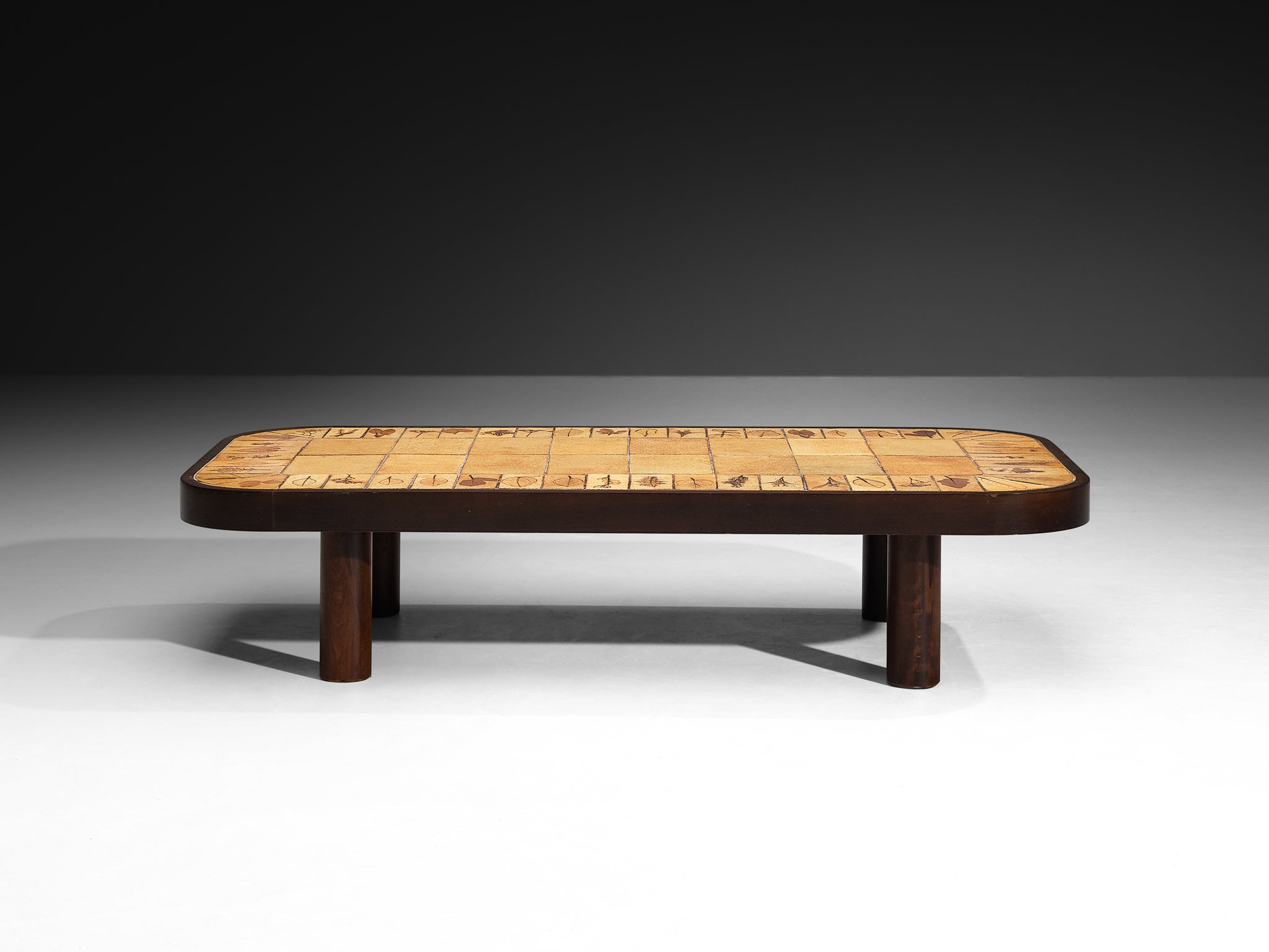Roger Capron Coffee Tables with Floral Imprinted Ceramic Tiles Tables Morentz