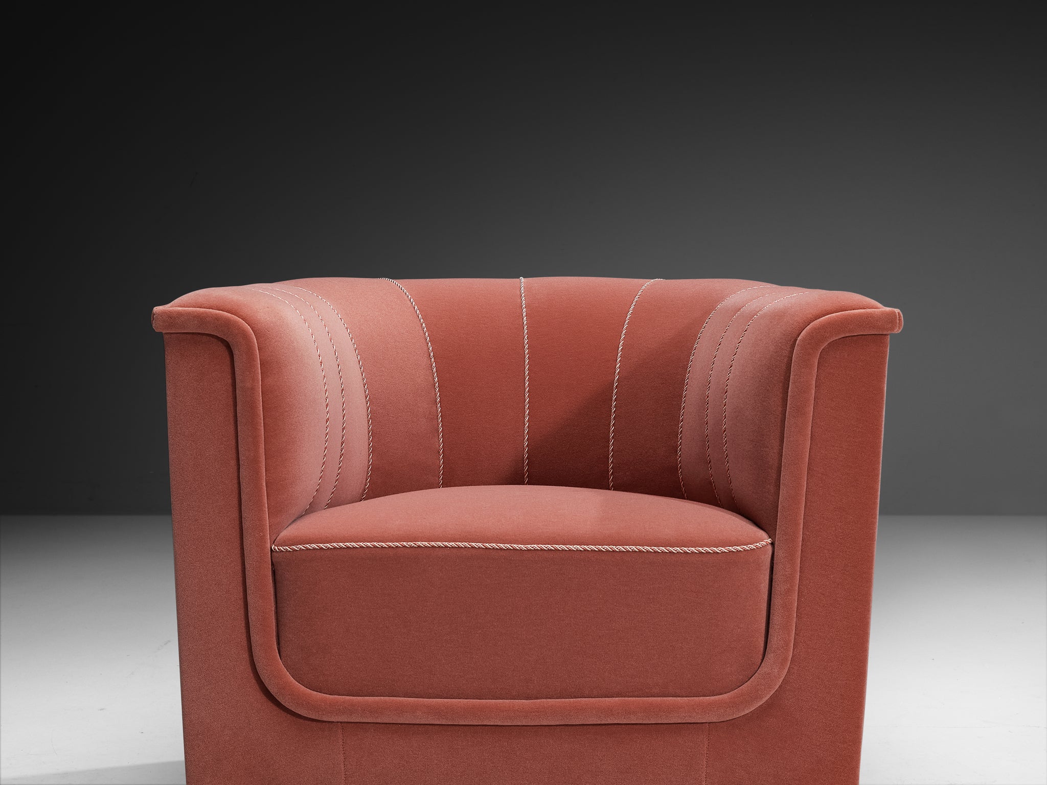 Rare Otto Schulz for Boet Lounge Chair in Pink Wool Velvet
