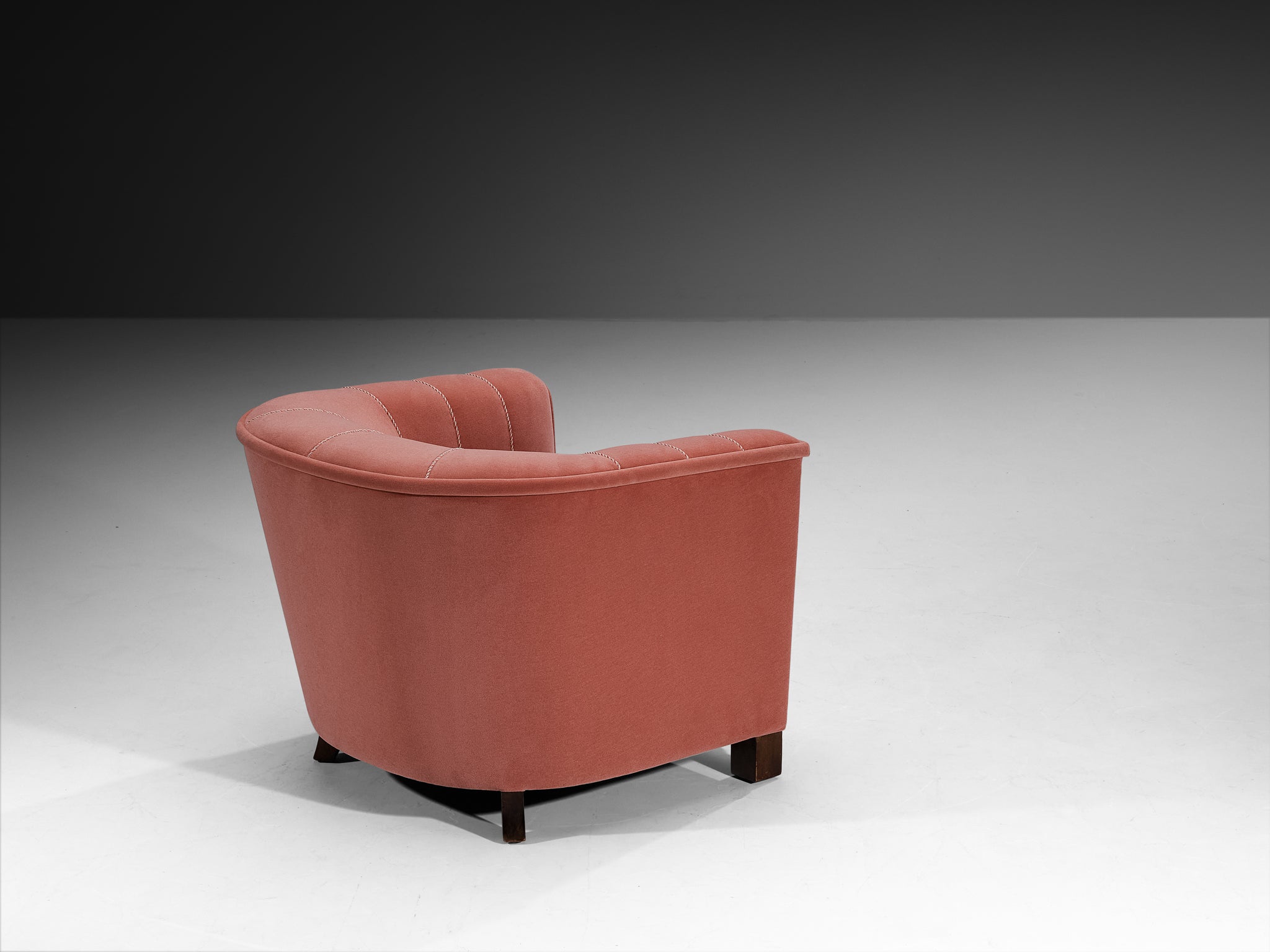 Rare Otto Schulz for Boet Lounge Chair in Pink Wool Velvet