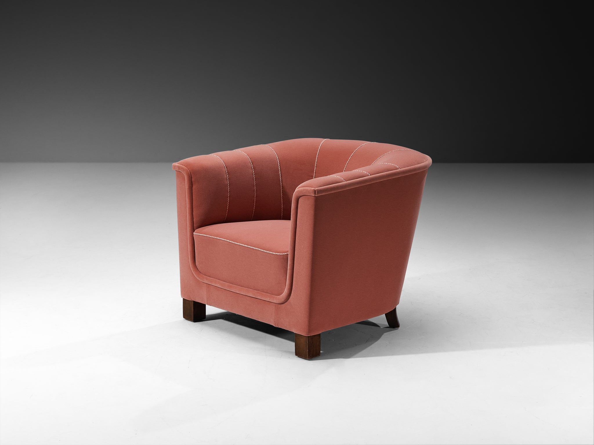 Rare Otto Schulz for Boet Lounge Chair in Pink Wool Velvet