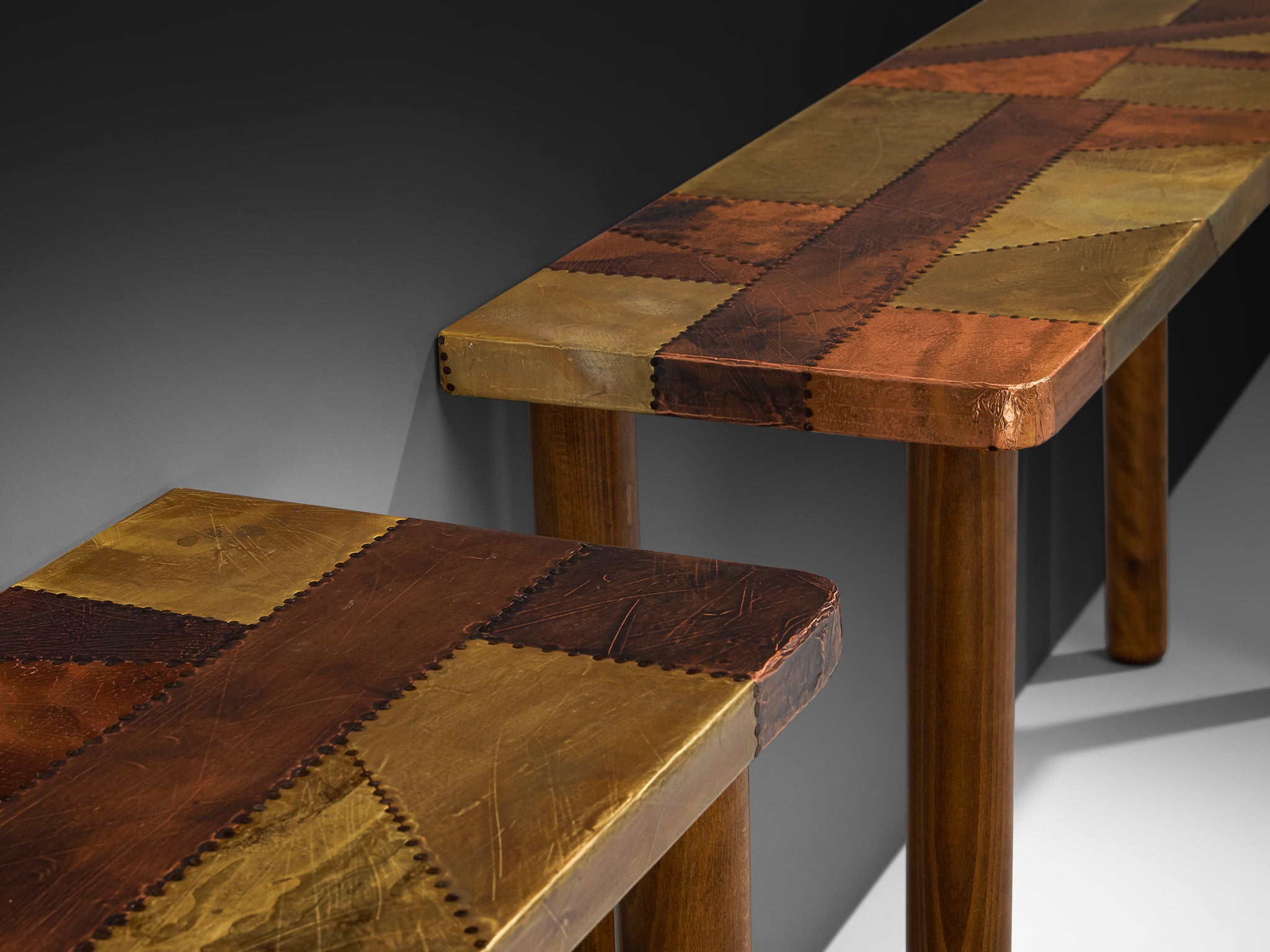 Lorenzo Burchiellaro Pair of Console Tables in Copper Tables Morentz