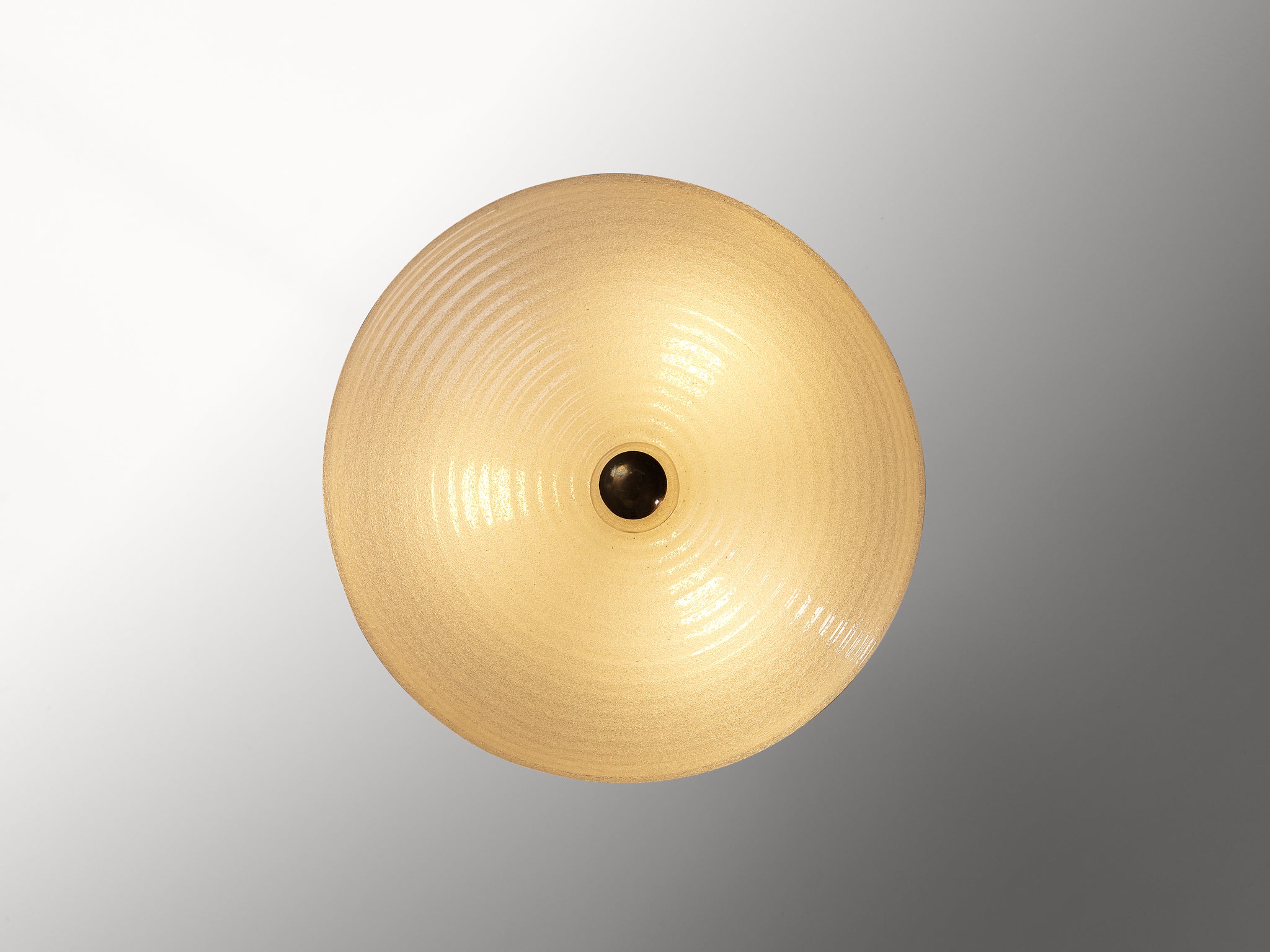 Italian Mid-Century Pendant Light in Ribbed Murano Glass and Brass Lighting Morentz