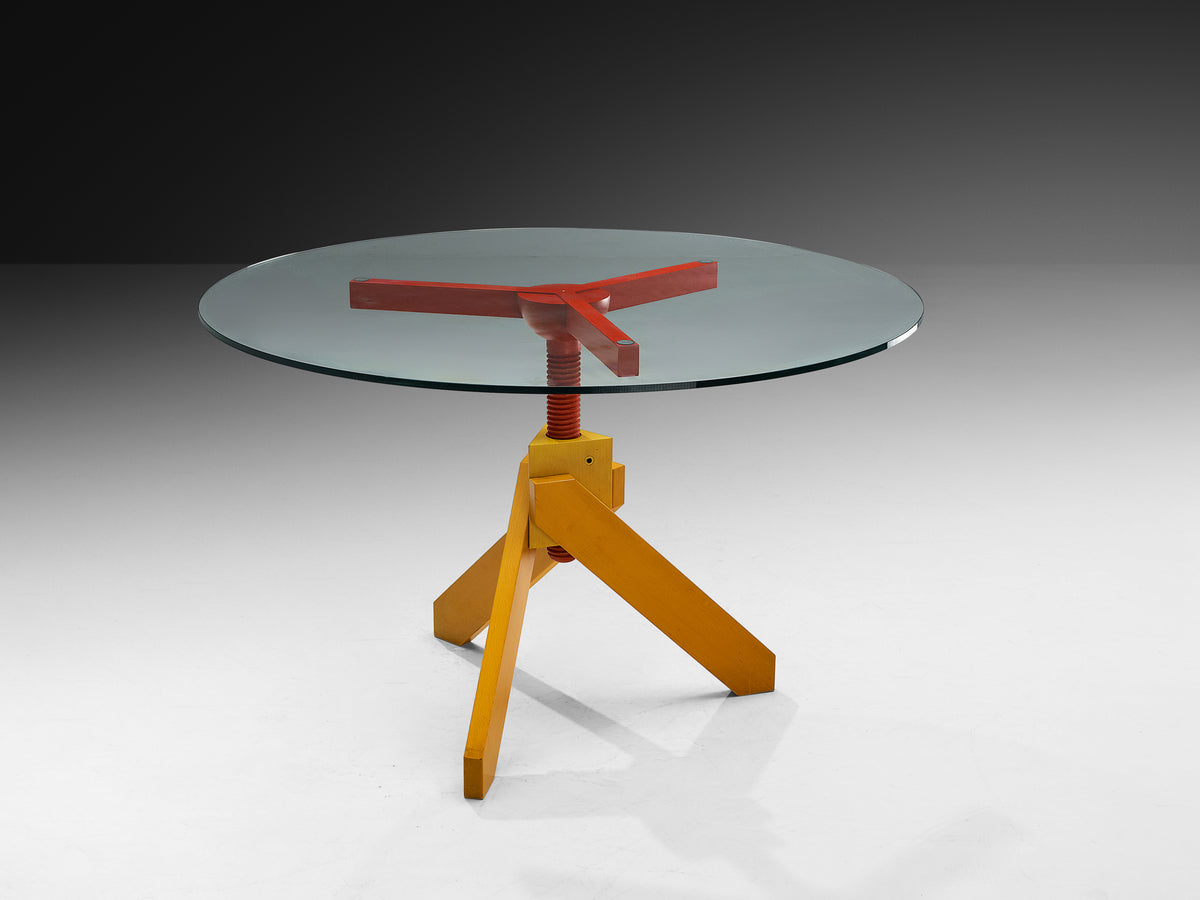 Vico Magistretti for De Padova 'Vidun' Dining Table with Colorful Geometric Base Tables Morentz