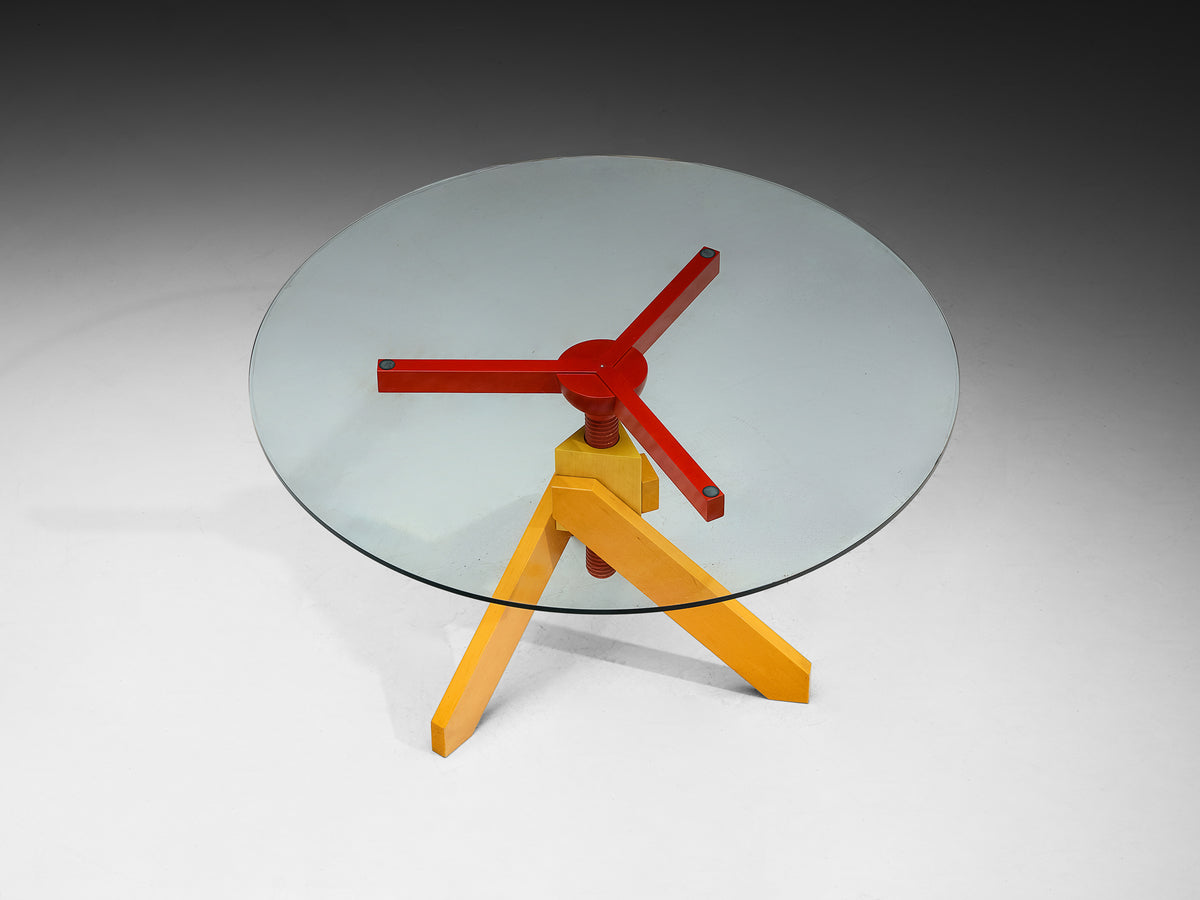 Vico Magistretti for De Padova 'Vidun' Dining Table with Colorful Geometric Base Tables Morentz