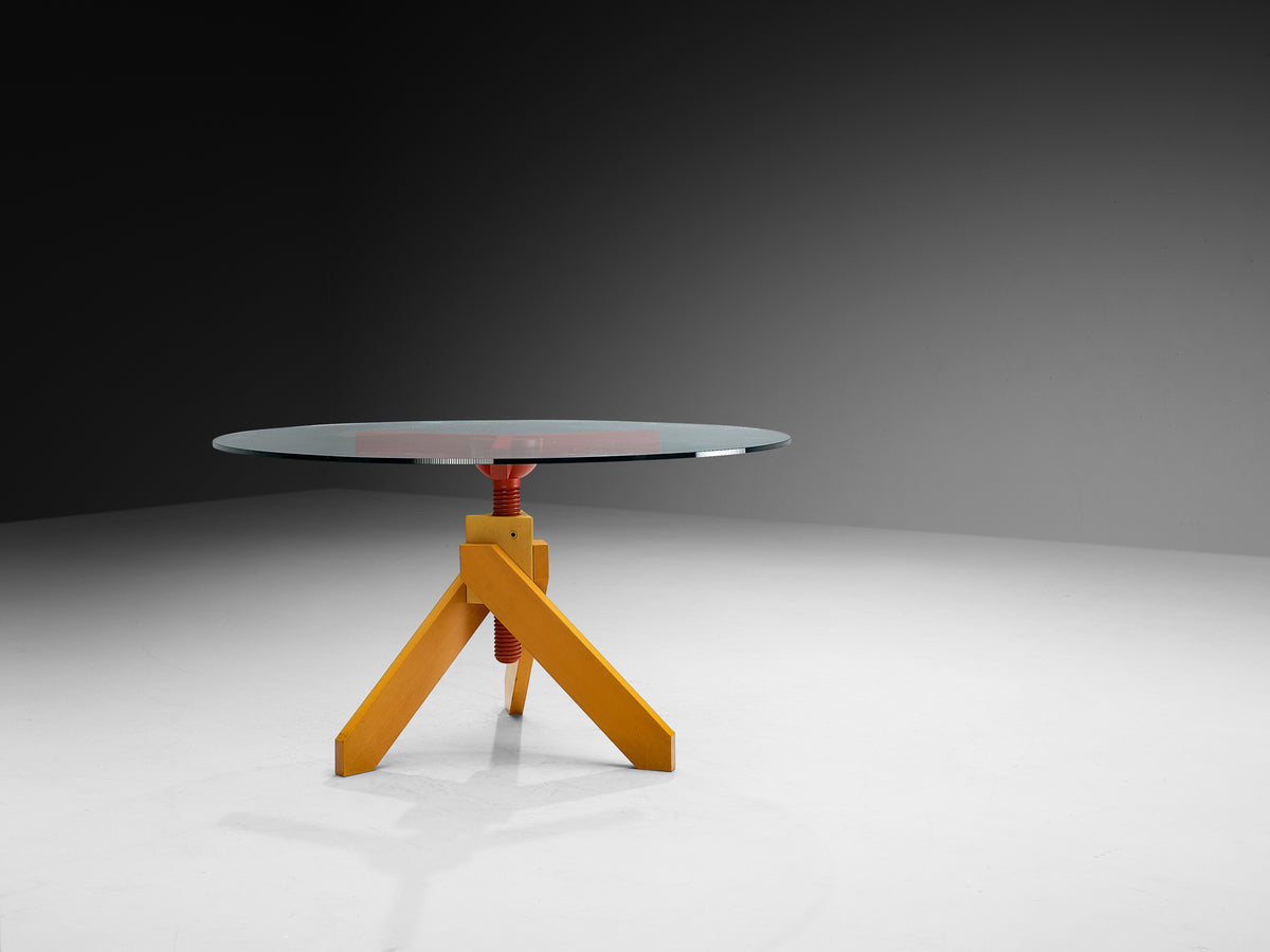 Vico Magistretti for De Padova 'Vidun' Dining Table with Colorful Geometric Base Tables Morentz