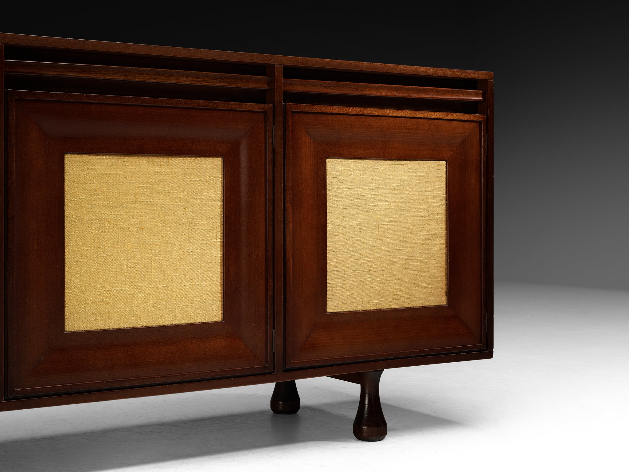 Angelo Mangiarotti for Sorgente dei Mobili Sideboard in Mahogany Grasscloth Case pieces and storage cabinets Morentz