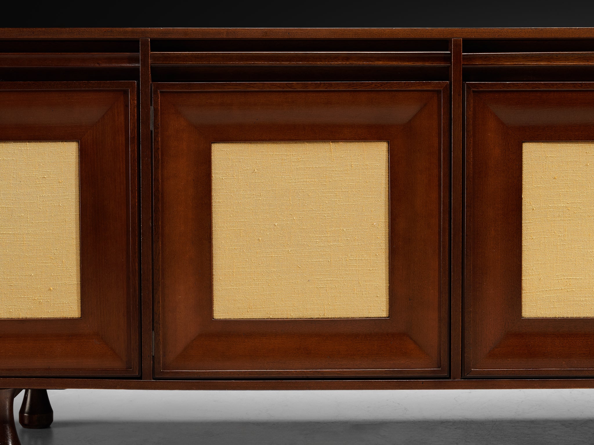 Angelo Mangiarotti for Sorgente dei Mobili Sideboard in Mahogany Grasscloth Case pieces and storage cabinets Morentz