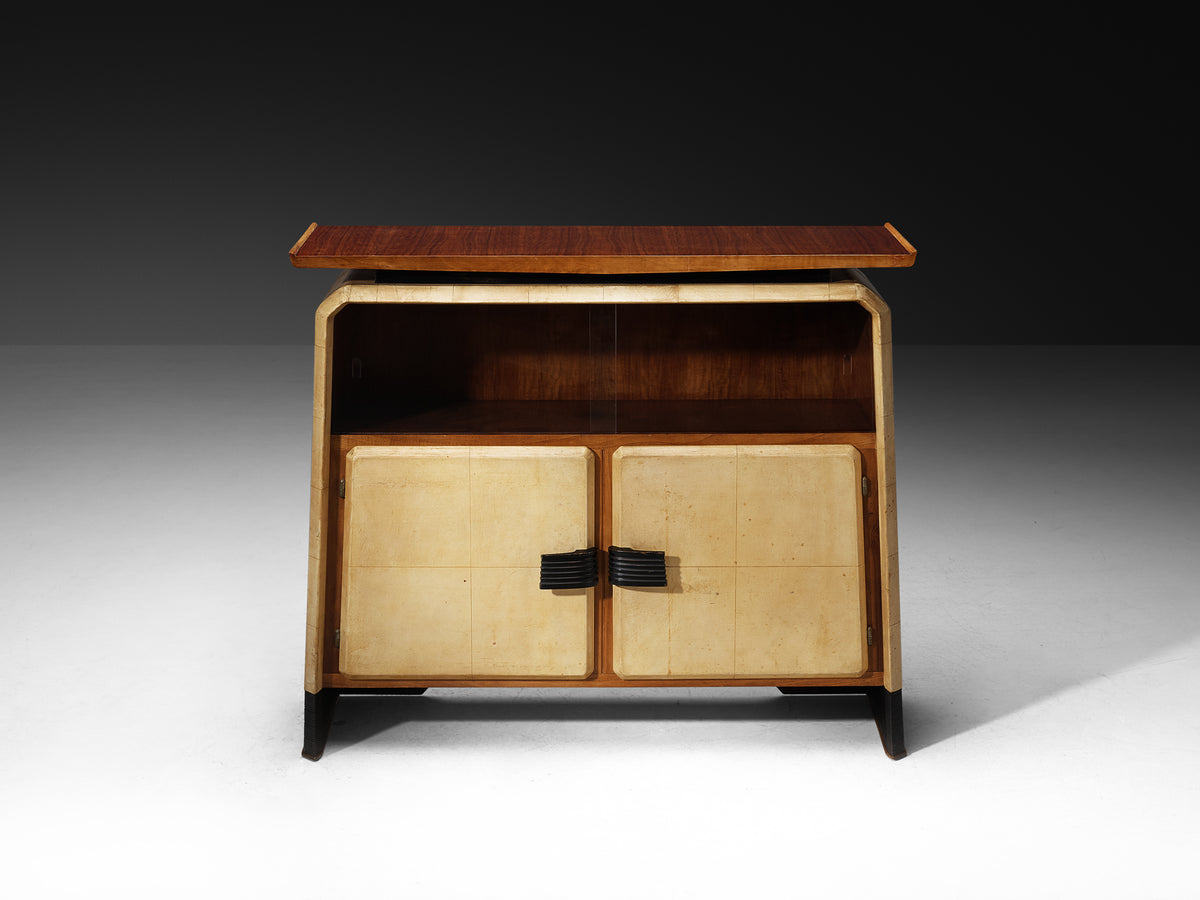 Italian Art Deco Cabinet in Parchment and Walnut Case pieces and storage cabinets Morentz