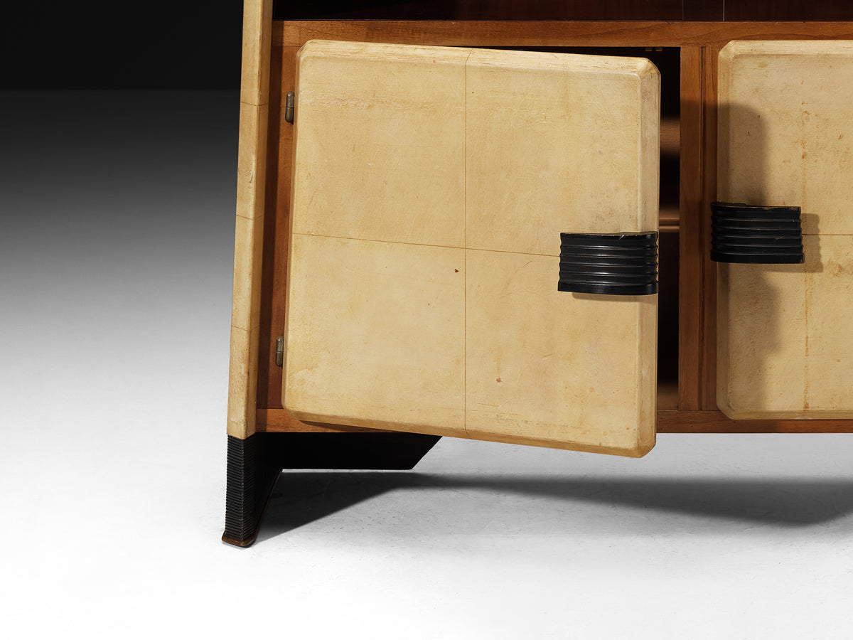 Italian Art Deco Cabinet in Parchment and Walnut Case pieces and storage cabinets Morentz