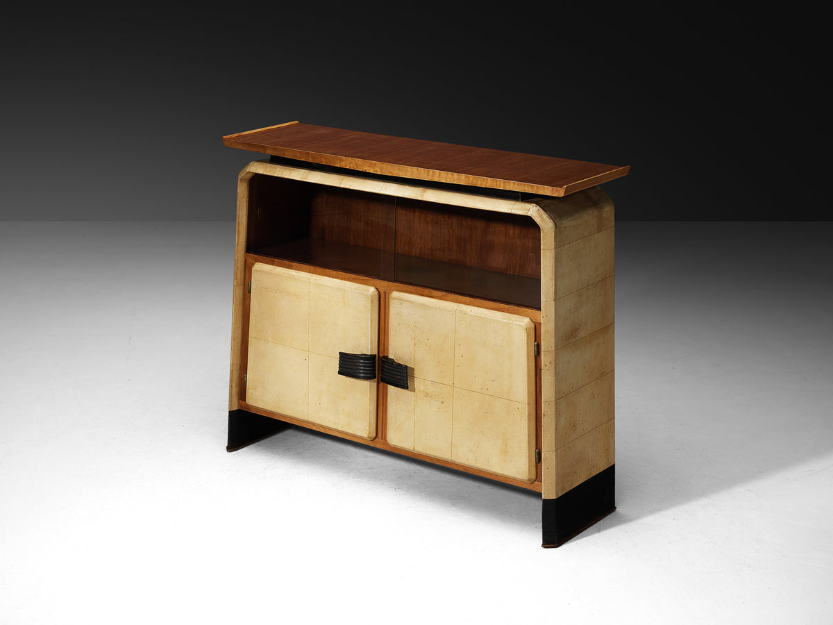 Italian Art Deco Cabinet in Parchment and Walnut Case pieces and storage cabinets Morentz