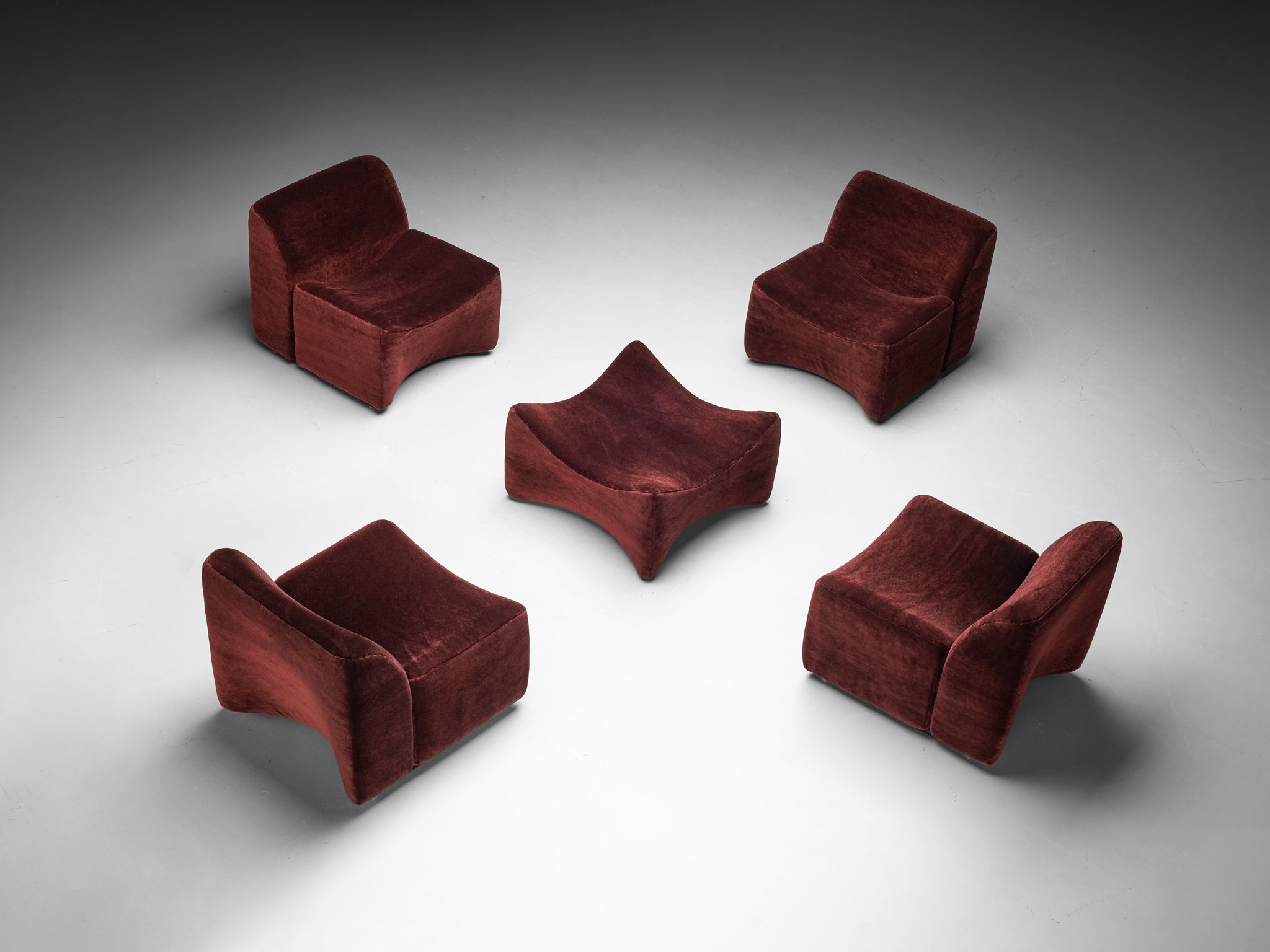 Fler 'Idler' Lounge Chairs with Ottoman in Teddy Mohair by Pierre Frey