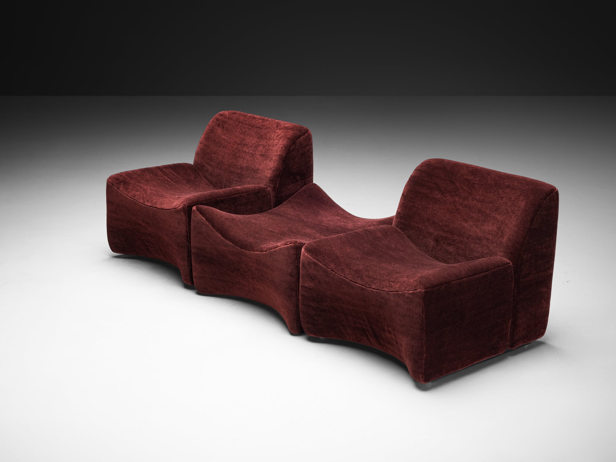 Fler 'Idler' Lounge Chairs with Ottoman in Teddy Mohair by Pierre Frey