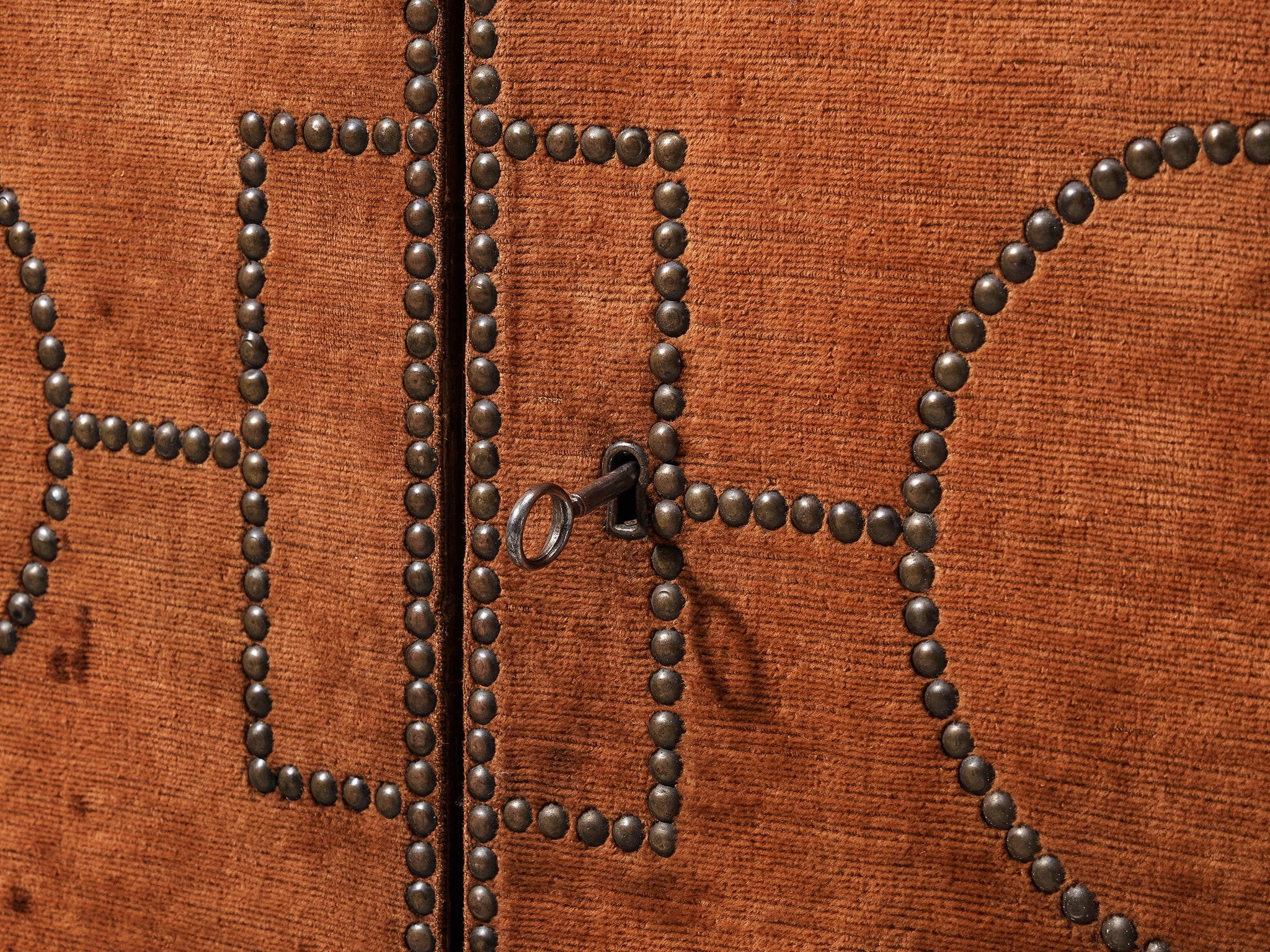 Otto Schulz for Boet Rare Cabinet in Velvet, Walnut, and Brass Nails Case pieces and storage cabinets Morentz