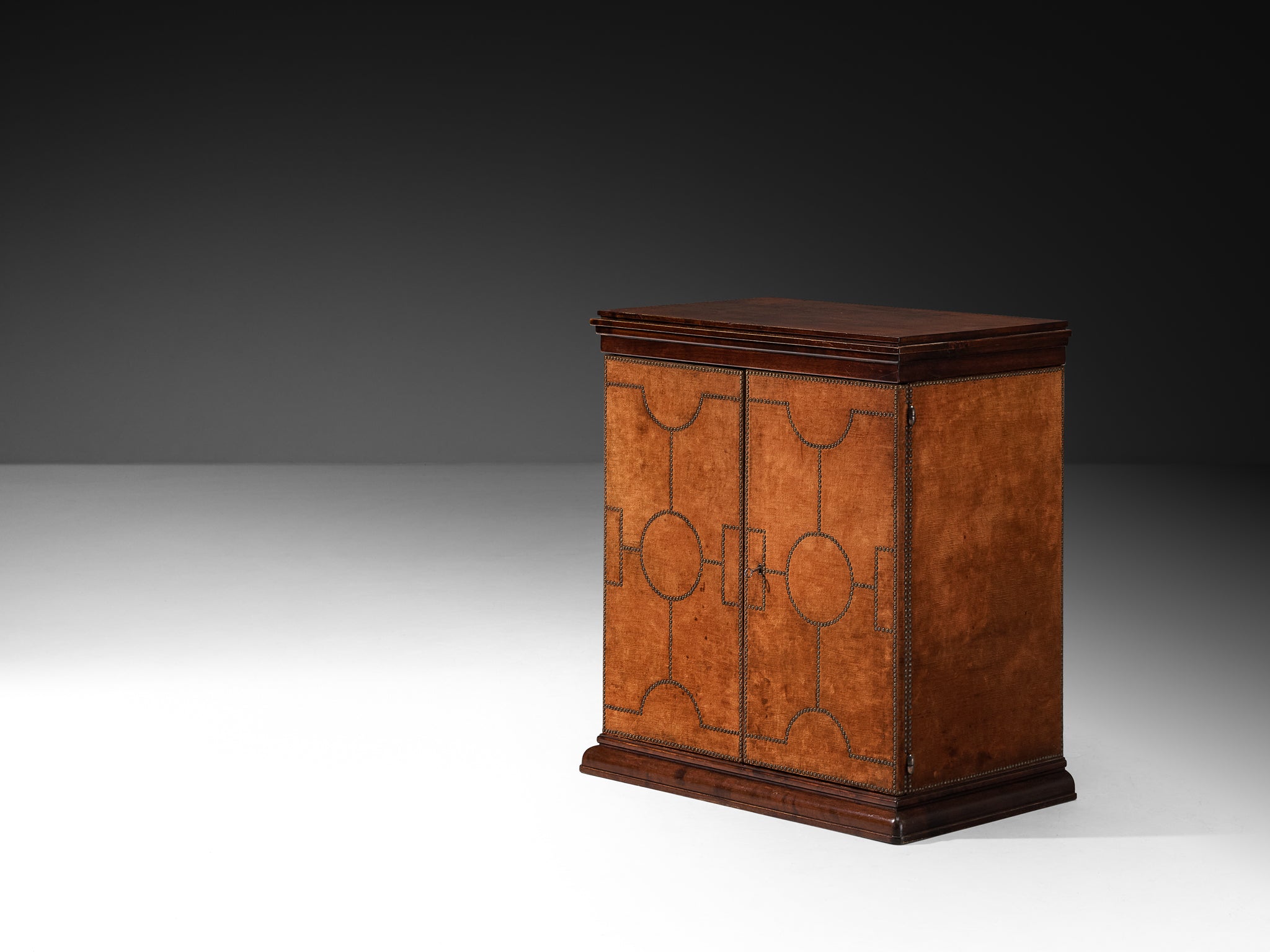 Otto Schulz for Boet Rare Cabinet in Velvet, Walnut, and Brass Nails Case pieces and storage cabinets Morentz