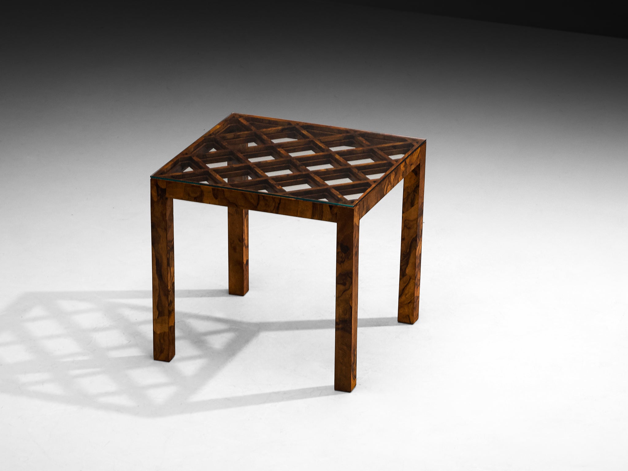 Italian 1930s Art Deco Dining or Center Table with Lattice Top in Walnut Burl Tables Morentz
