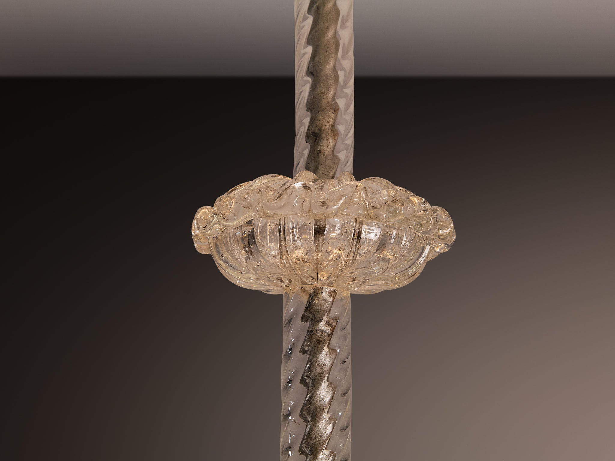 Barovier & Toso Chandelier with Petals in Crystal Glass Lighting Morentz