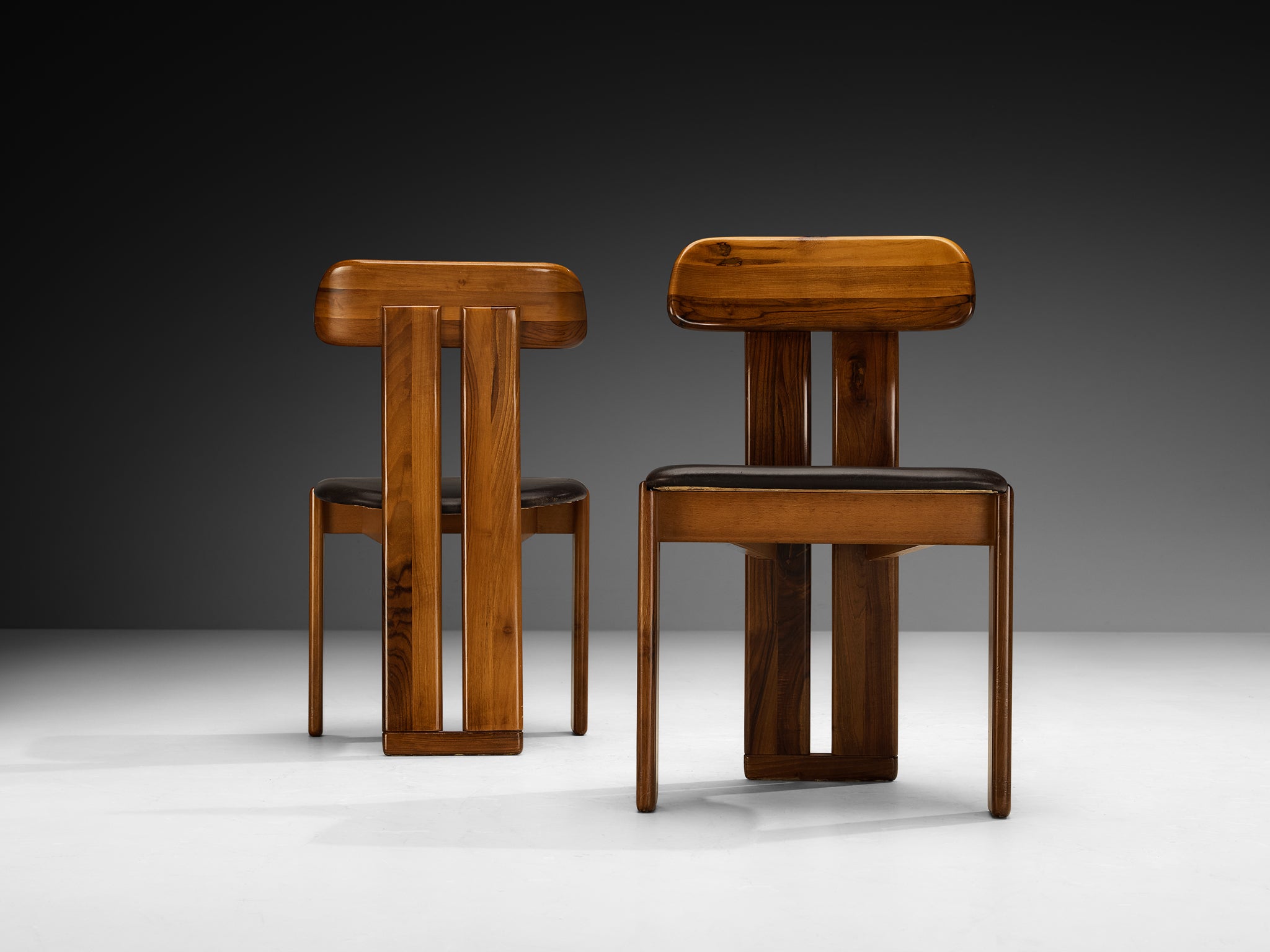 Mario Marenco for Mobil Girgi Set of Six 'Sapporo' Dining Chairs in Walnut Seating Morentz