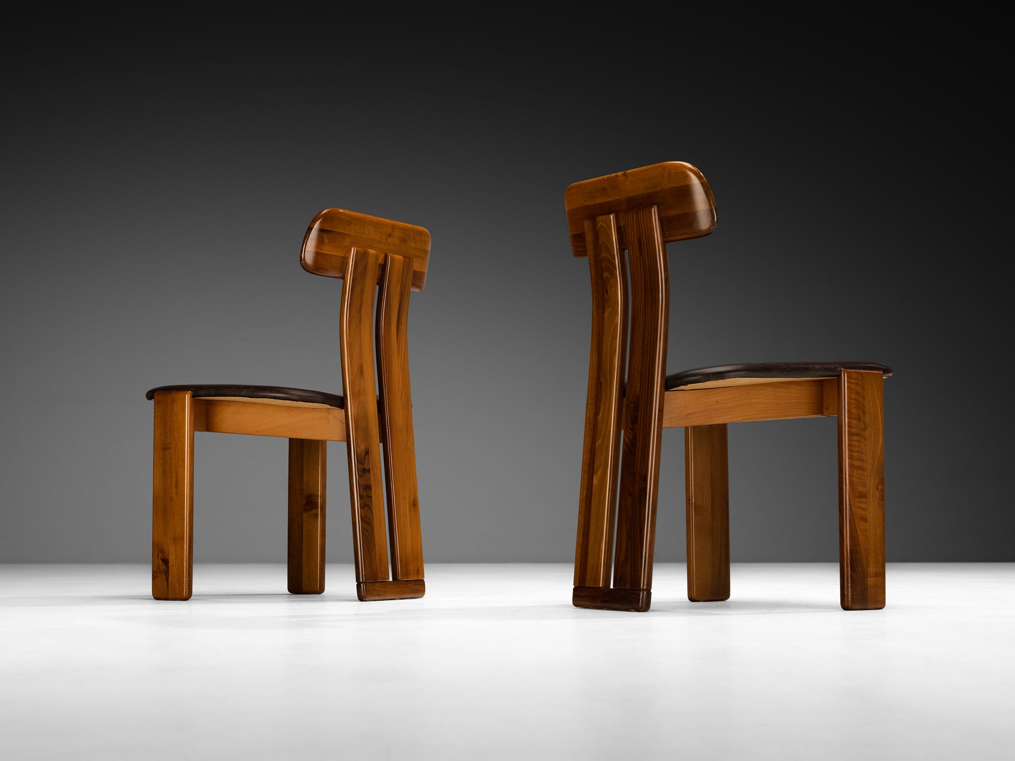 Mario Marenco for Mobil Girgi Set of Six 'Sapporo' Dining Chairs in Walnut Seating Morentz