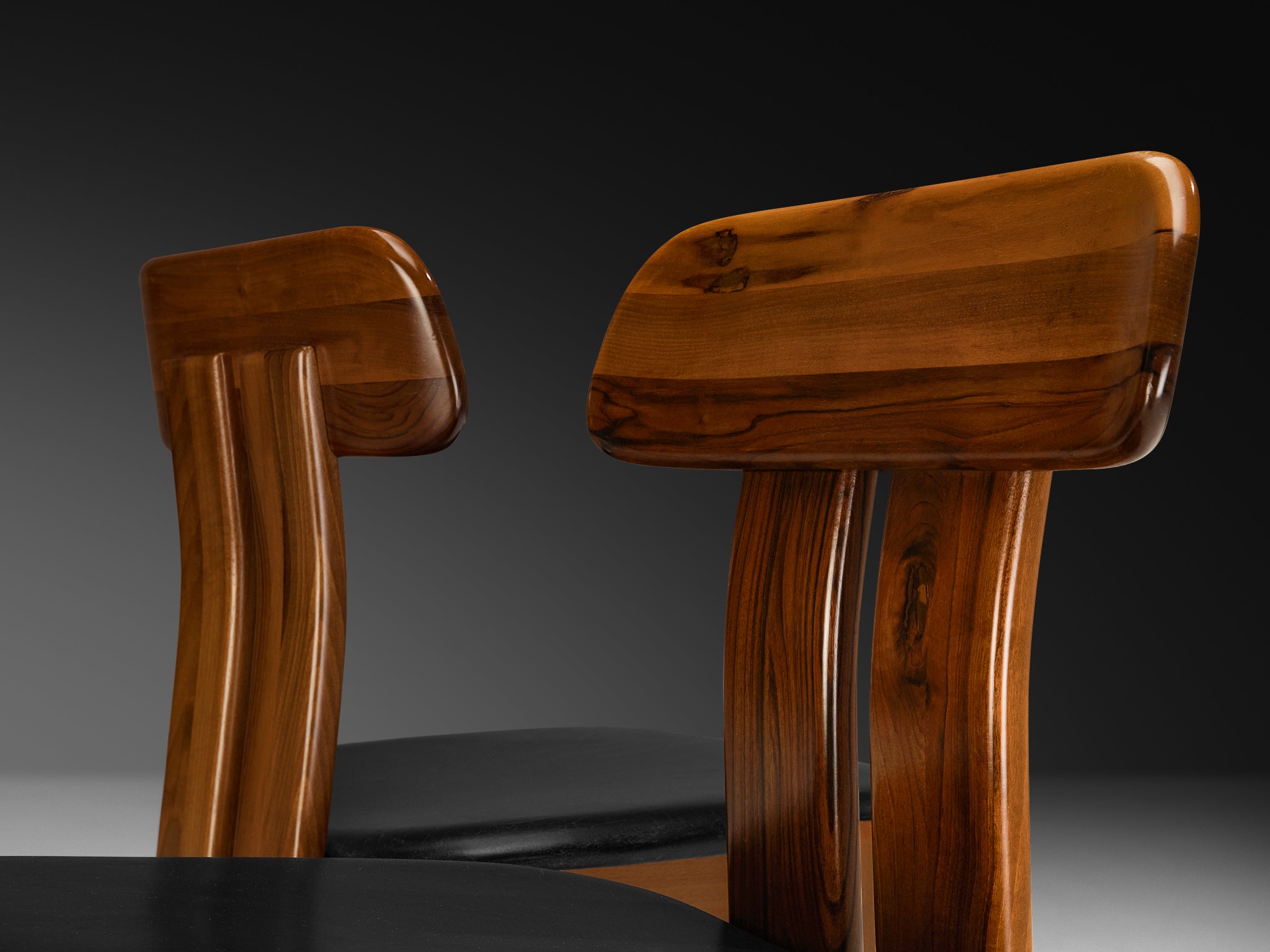 Mario Marenco for Mobil Girgi Set of Six 'Sapporo' Dining Chairs in Walnut Seating Morentz