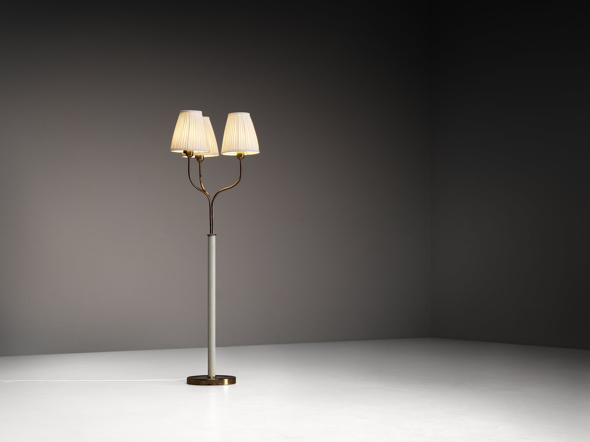 Josef Frank for Svenskt Tenn Floor Lamp in Brass and Fabric Lighting Morentz