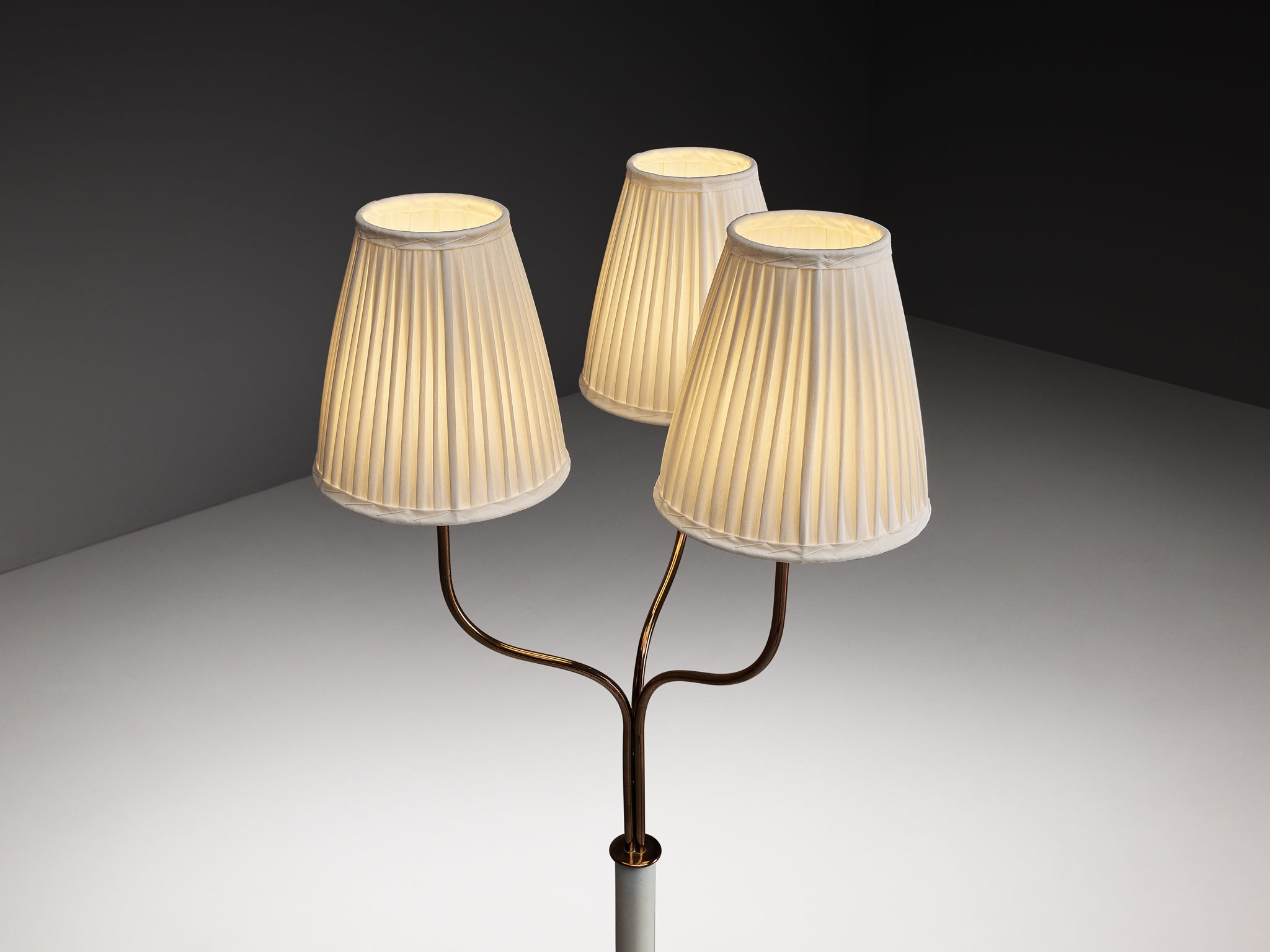 Josef Frank for Svenskt Tenn Floor Lamp in Brass and Fabric Lighting Morentz