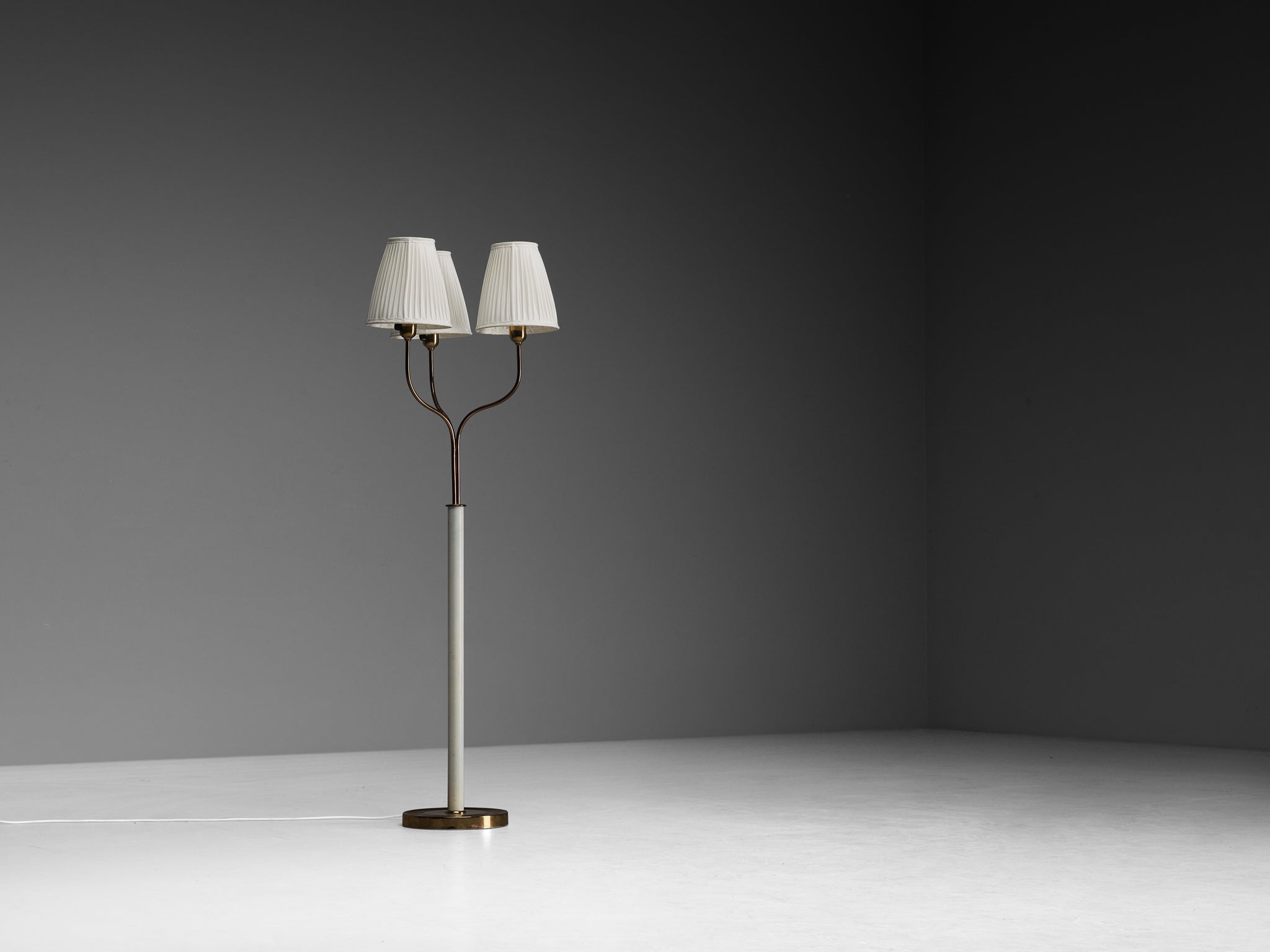 Josef Frank for Svenskt Tenn Floor Lamp in Brass and Fabric Lighting Morentz