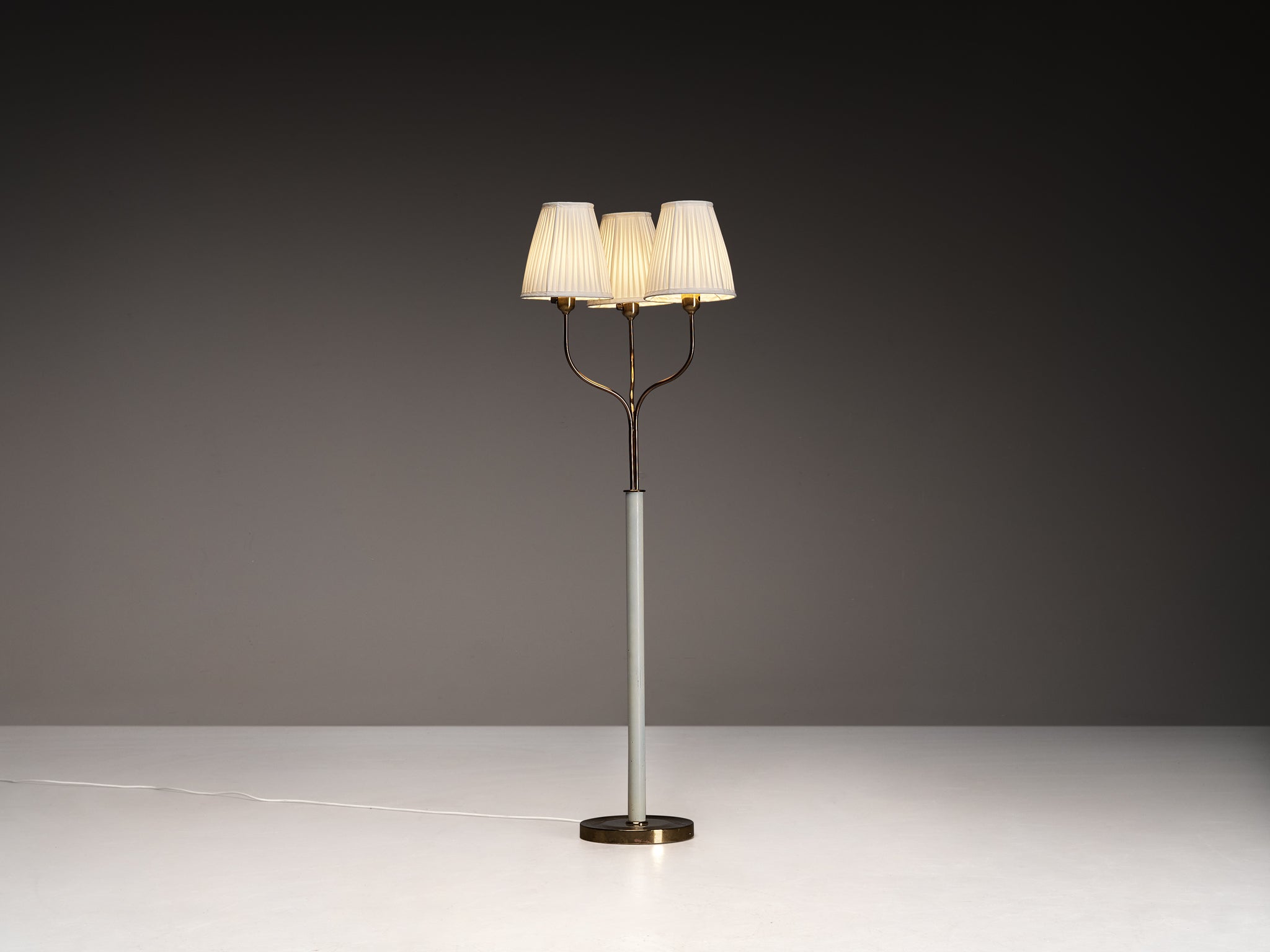 Josef Frank for Svenskt Tenn Floor Lamp in Brass and Fabric Lighting Morentz
