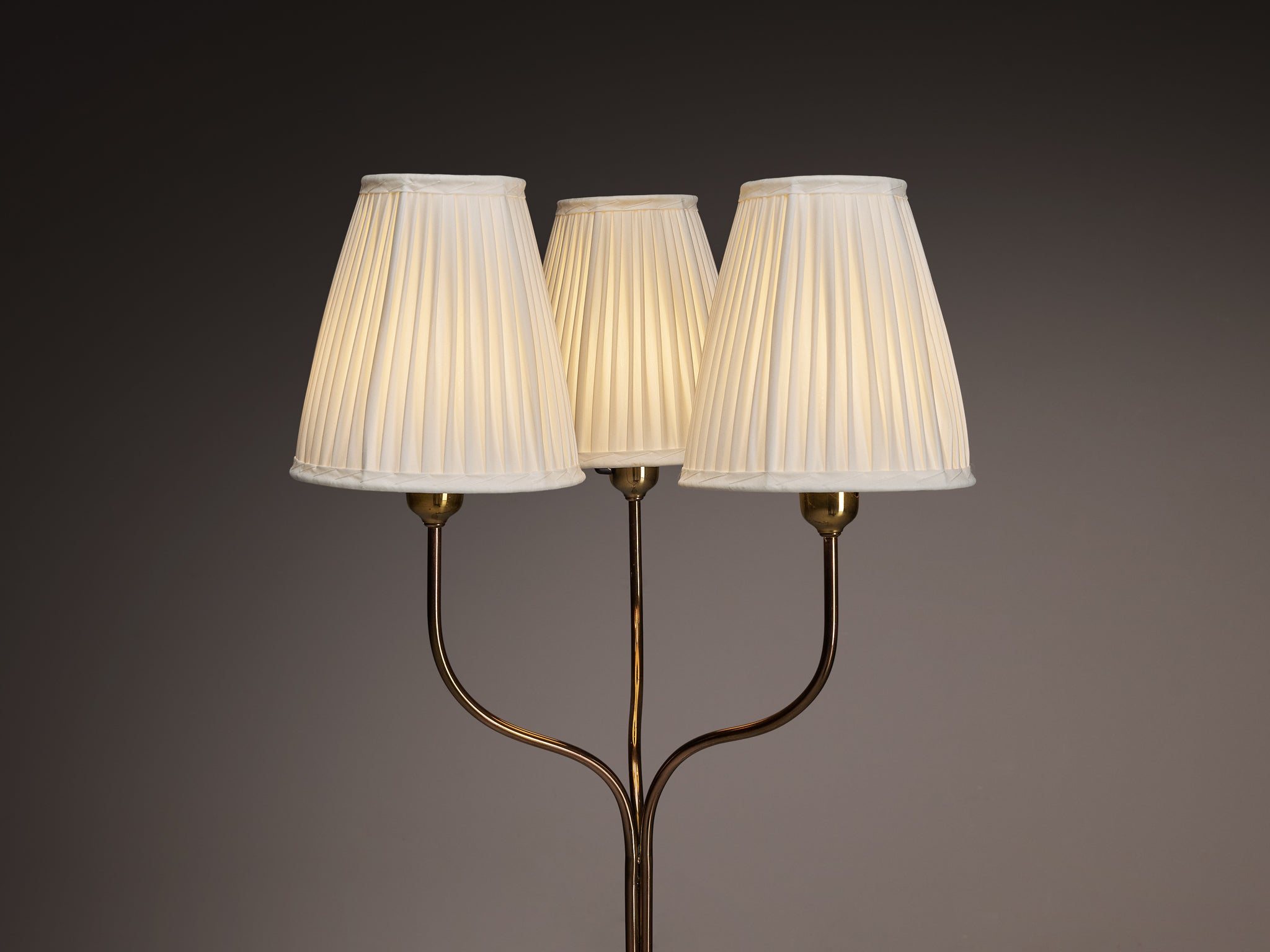 Josef Frank for Svenskt Tenn Floor Lamp in Brass and Fabric Lighting Morentz