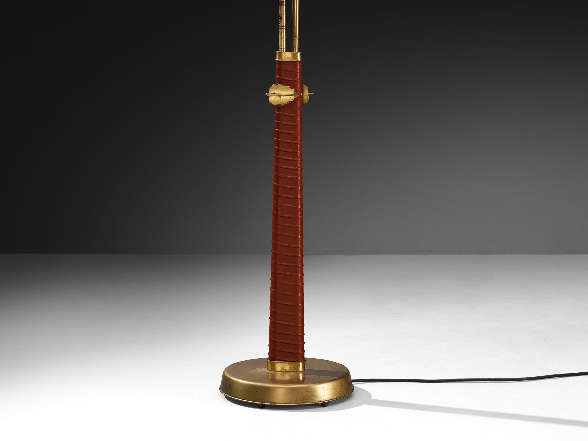 Hans Bergström Rare Adjustable Floor Lamps for Ateljé Lyktan with Decorative Brass Flowers Lighting Morentz