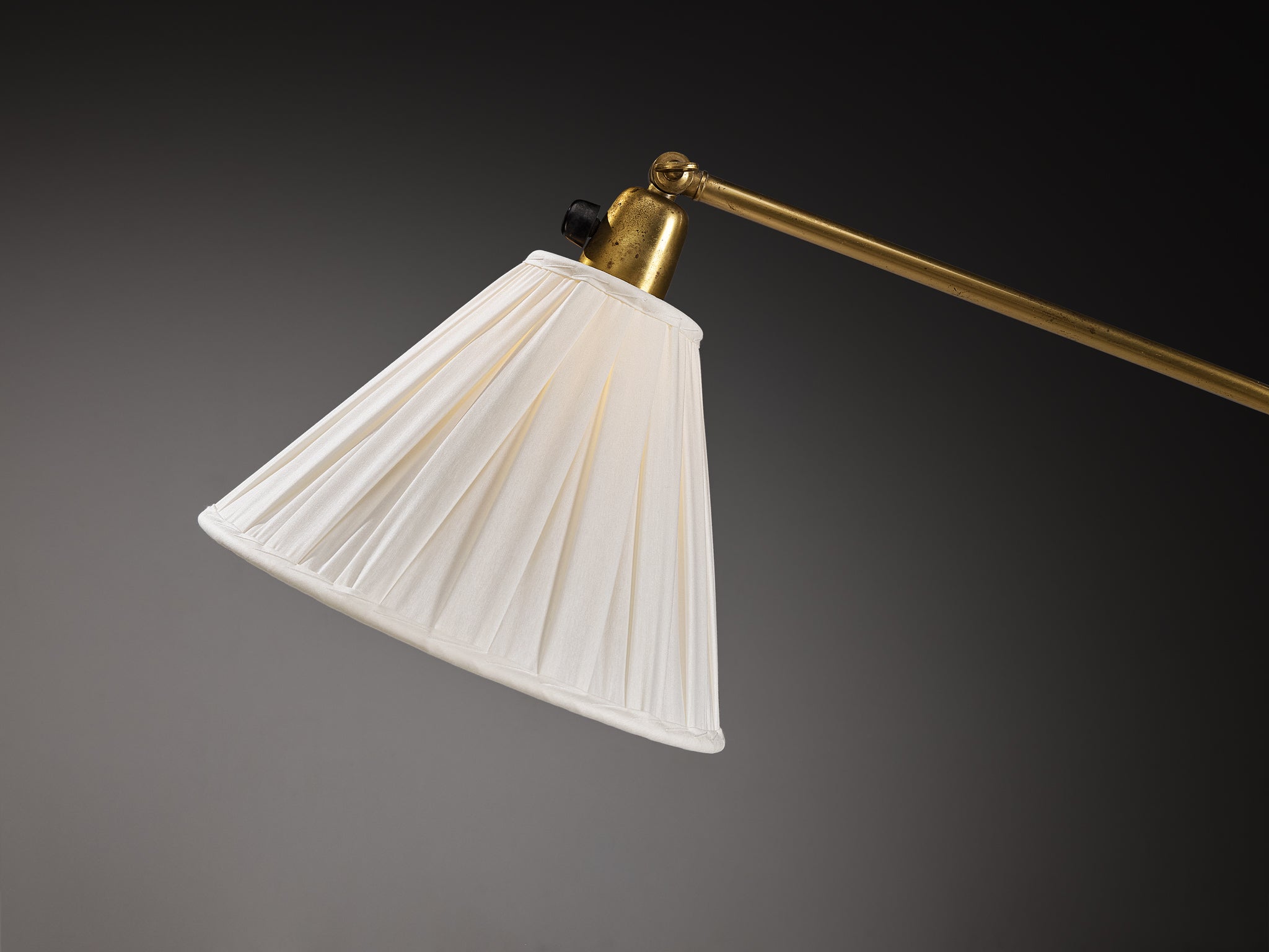 Hans Bergström Rare Adjustable Floor Lamps for Ateljé Lyktan with Decorative Brass Flowers Lighting Morentz