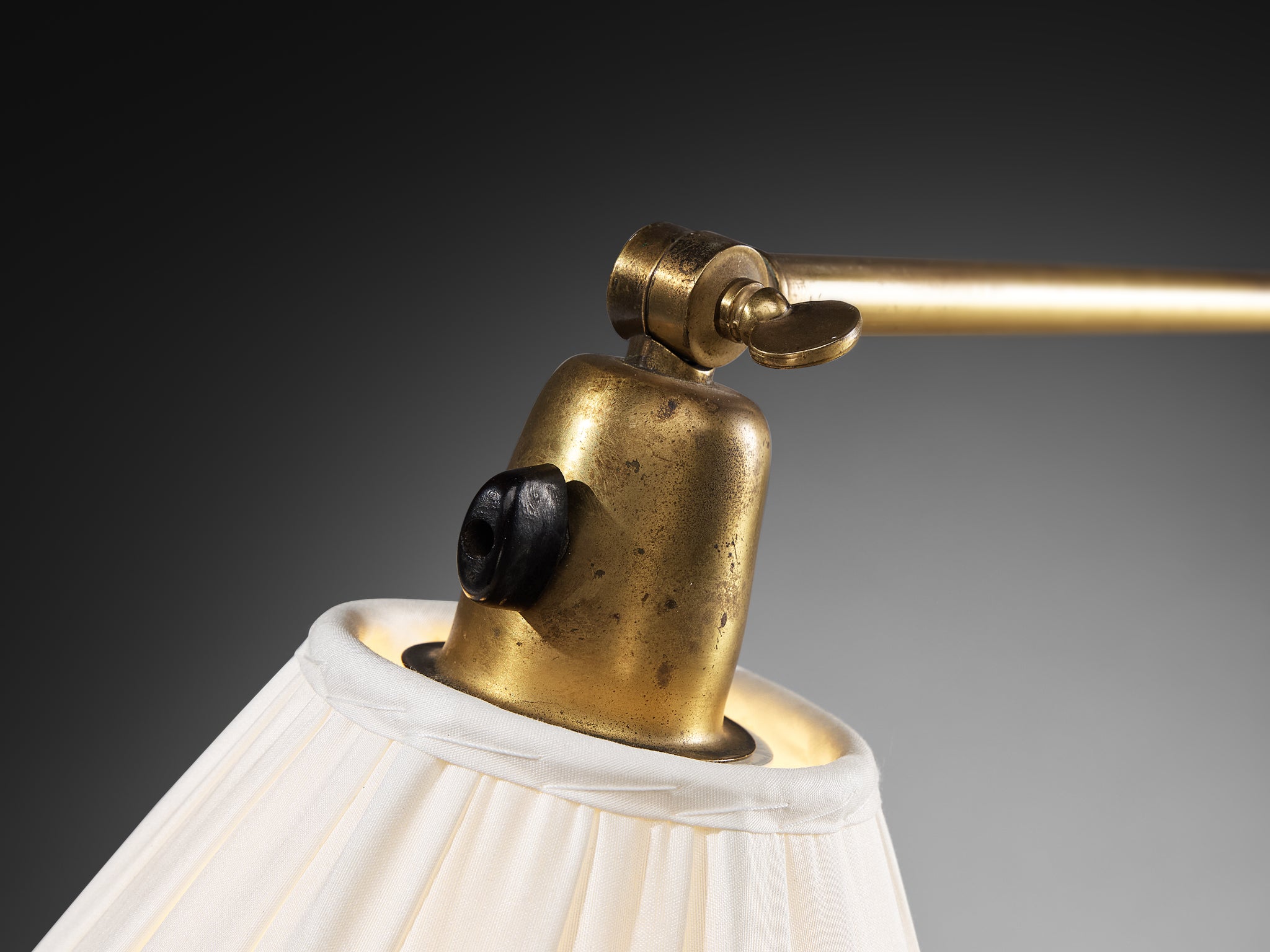 Hans Bergström Rare Adjustable Floor Lamps for Ateljé Lyktan with Decorative Brass Flowers Lighting Morentz
