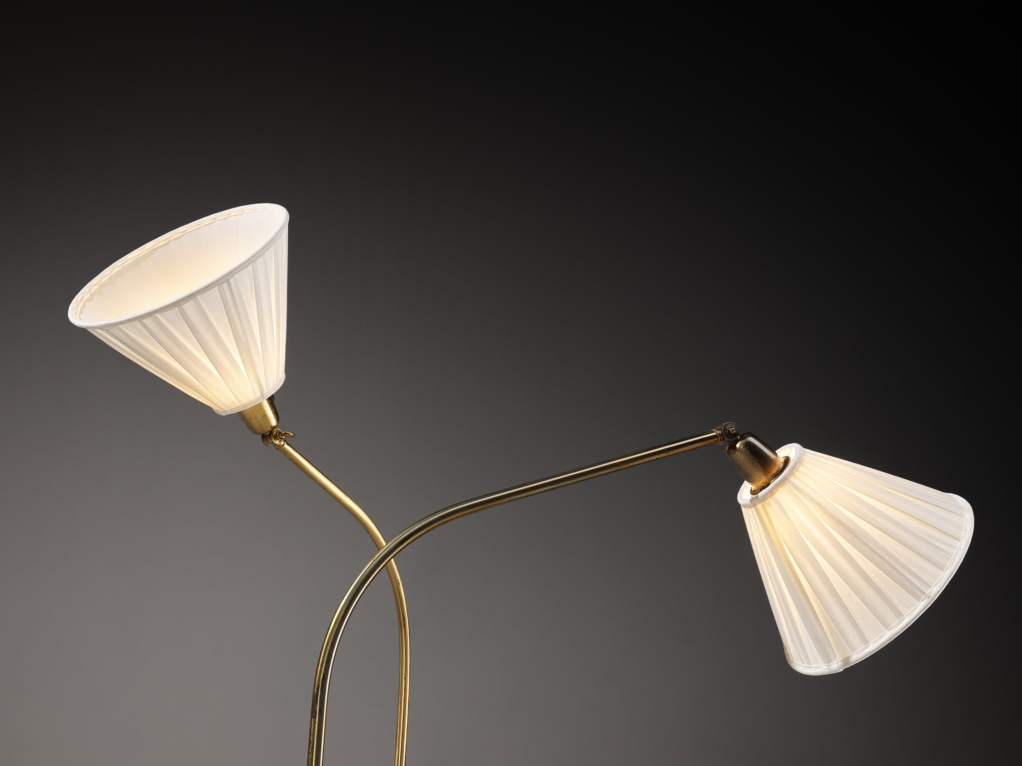 Hans Bergström Rare Adjustable Floor Lamps for Ateljé Lyktan with Decorative Brass Flowers Lighting Morentz